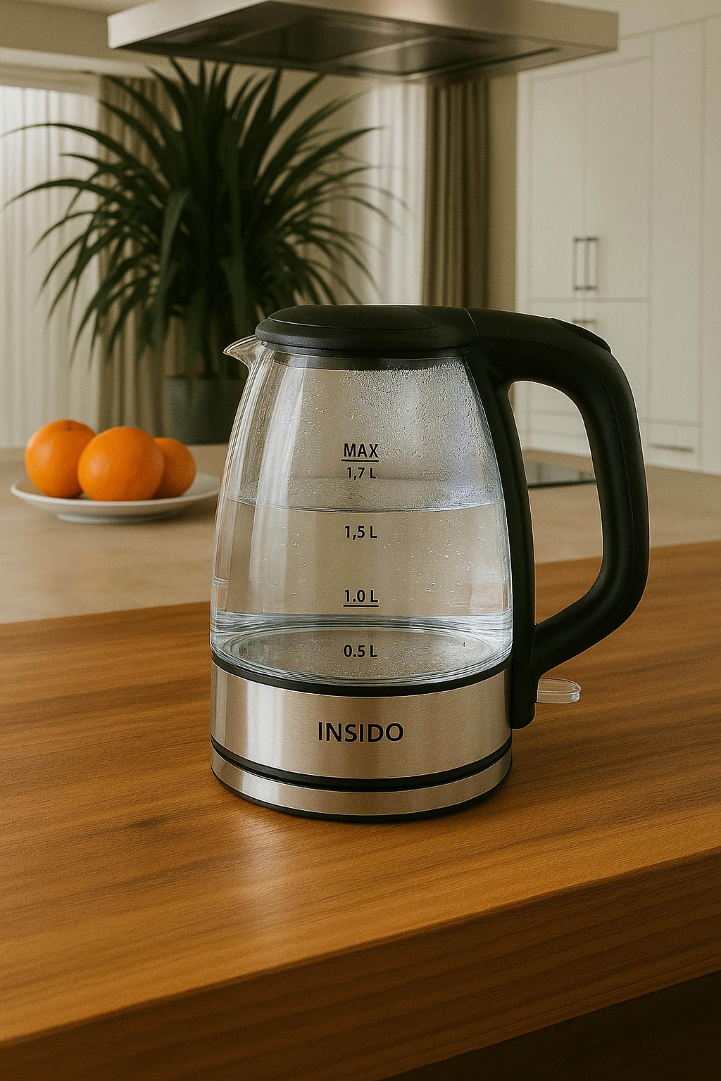 Wasserkocher Carolin in Schwarz ca. 1,7l - Schwarz, Glas/Kunststoff (21,5/15/24cm) - Insido