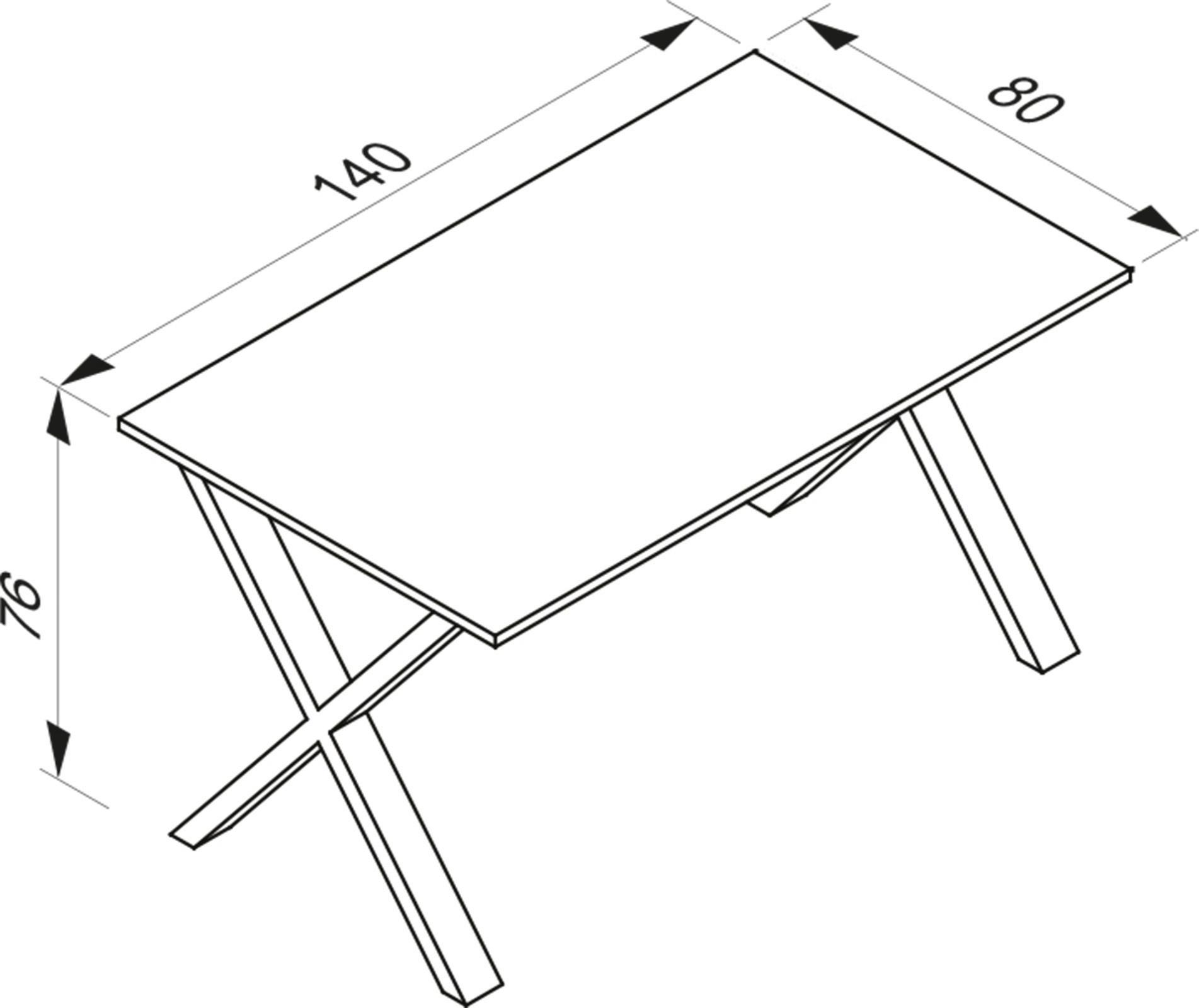 SCHREIBTISCH LONA - Anthrazit/Schwarz, Design, Holzwerkstoff/Metall (140/76/80cm) - MID.YOU