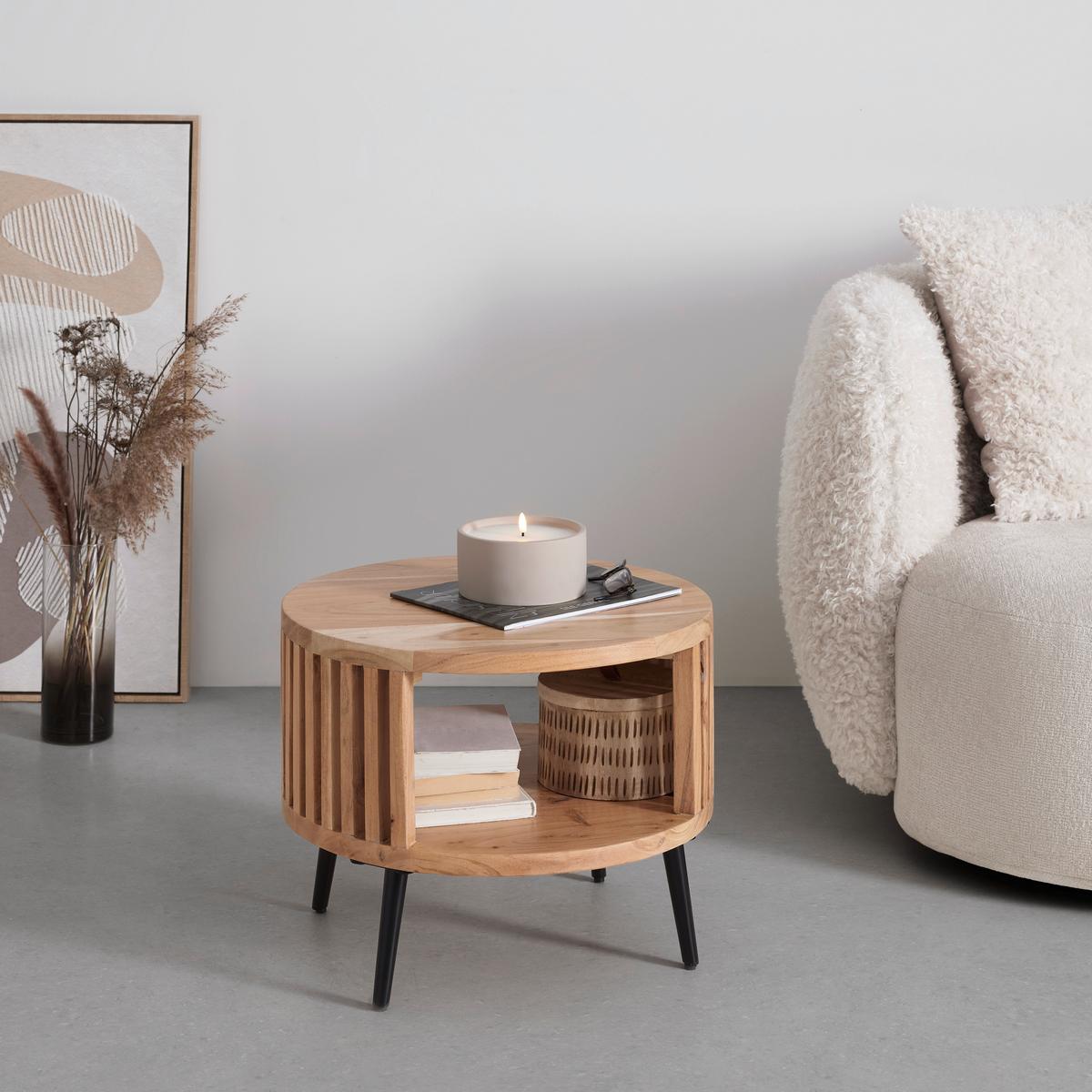 Beistelltisch Maddi Naturfarben/Schwarz - Schwarz/Naturfarben, LIFESTYLE, Holz/Metall (50/40/50cm) - Mömax