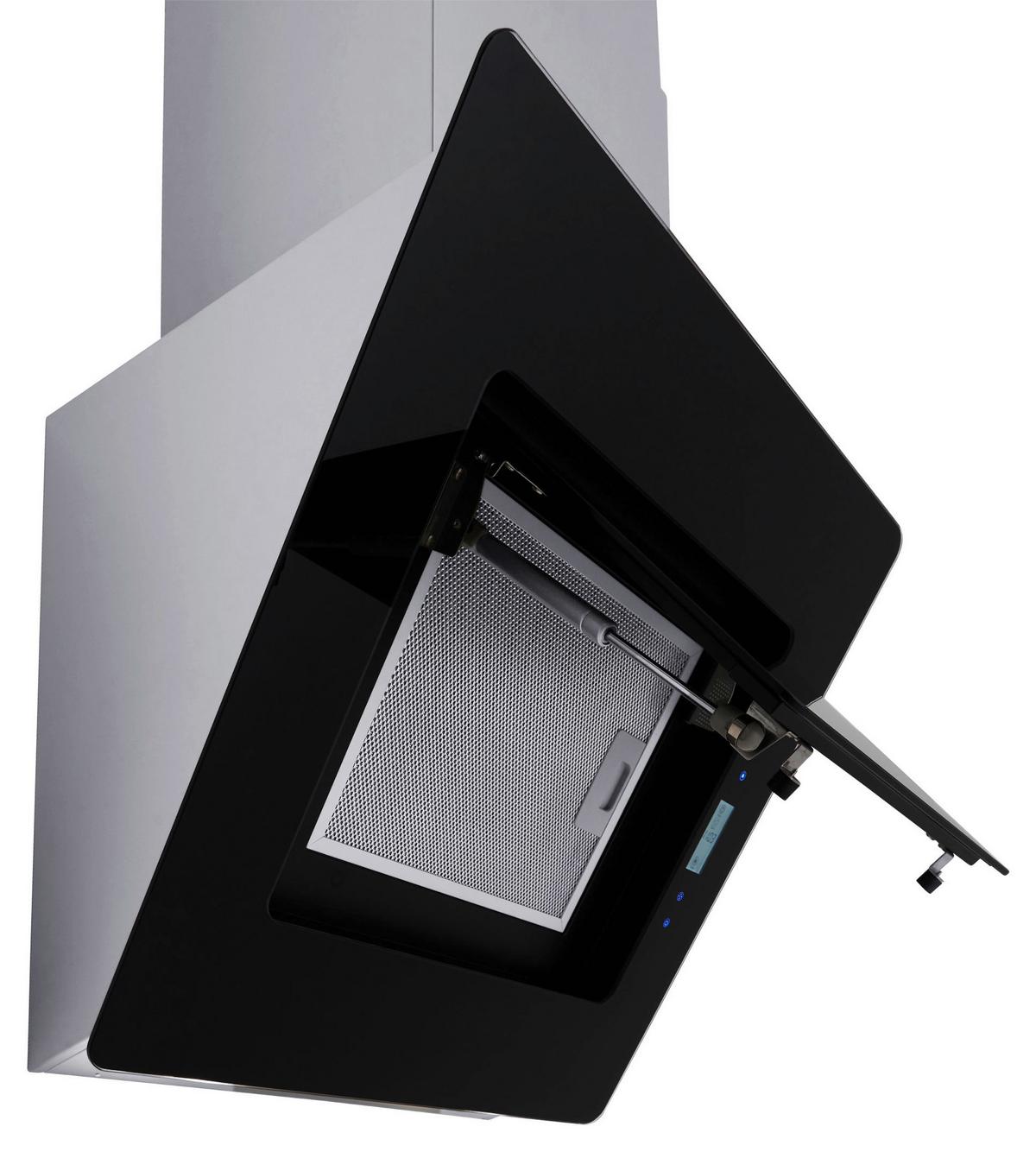 Dunstabzugshaube Elva Schwarz/Edelstahl B: ca. 60 cm - Edelstahlfarben/Schwarz, Trend, Glas/Metall (60/87,5-125,5/37cm) - Respekta