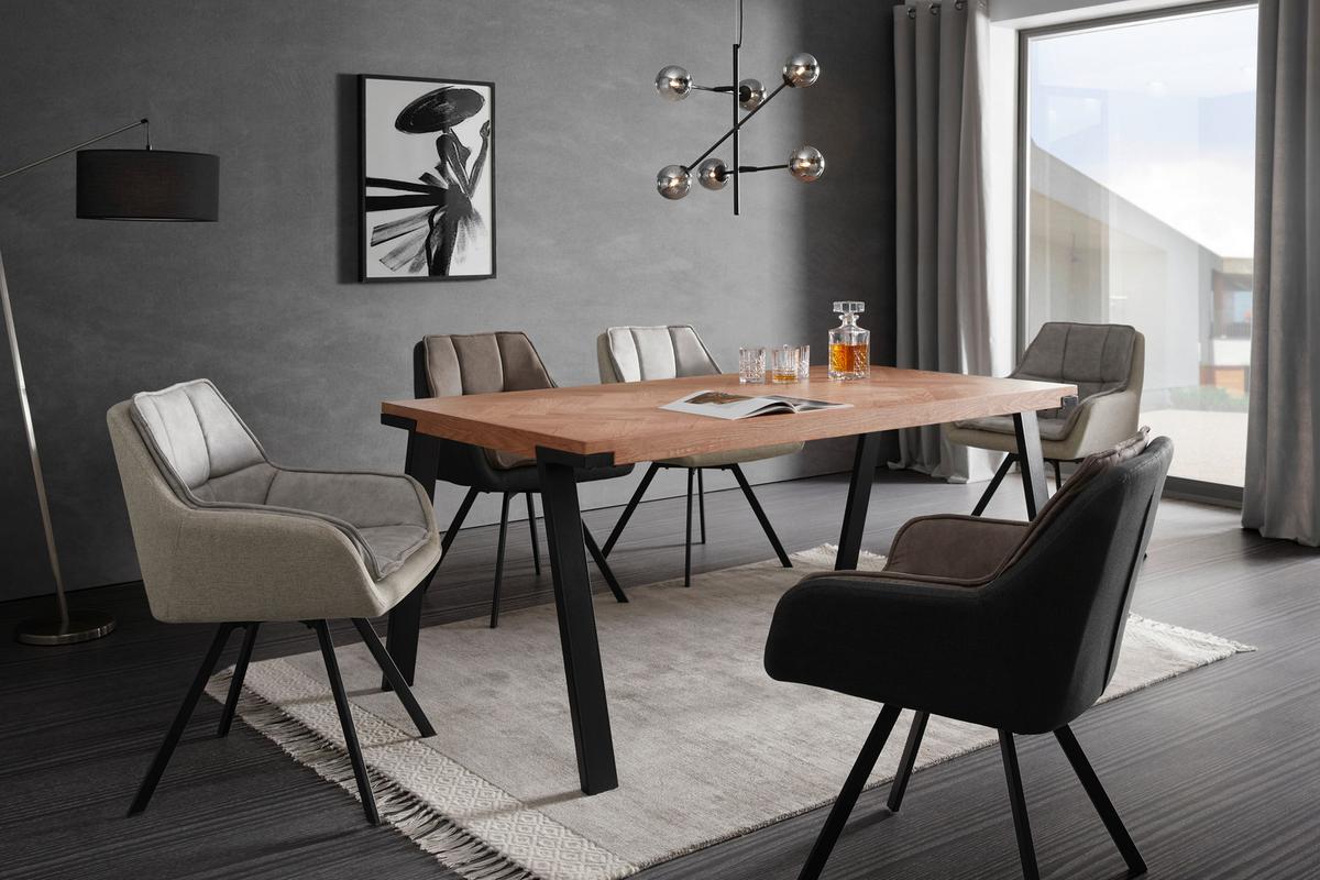 Naslanjač Billy, Bež, Vrtljiv - črna/bež, Moderno, kovina/tekstil (62/85/62cm) - Bessagi Home