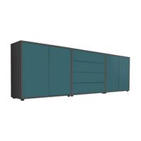 Sideboard Mailand Set 5 Anthrazit/Petrol - Anthrazit/Petrol, MODERN, Holzwerkstoff/Kunststoff (237/73/33cm) - MID.YOU