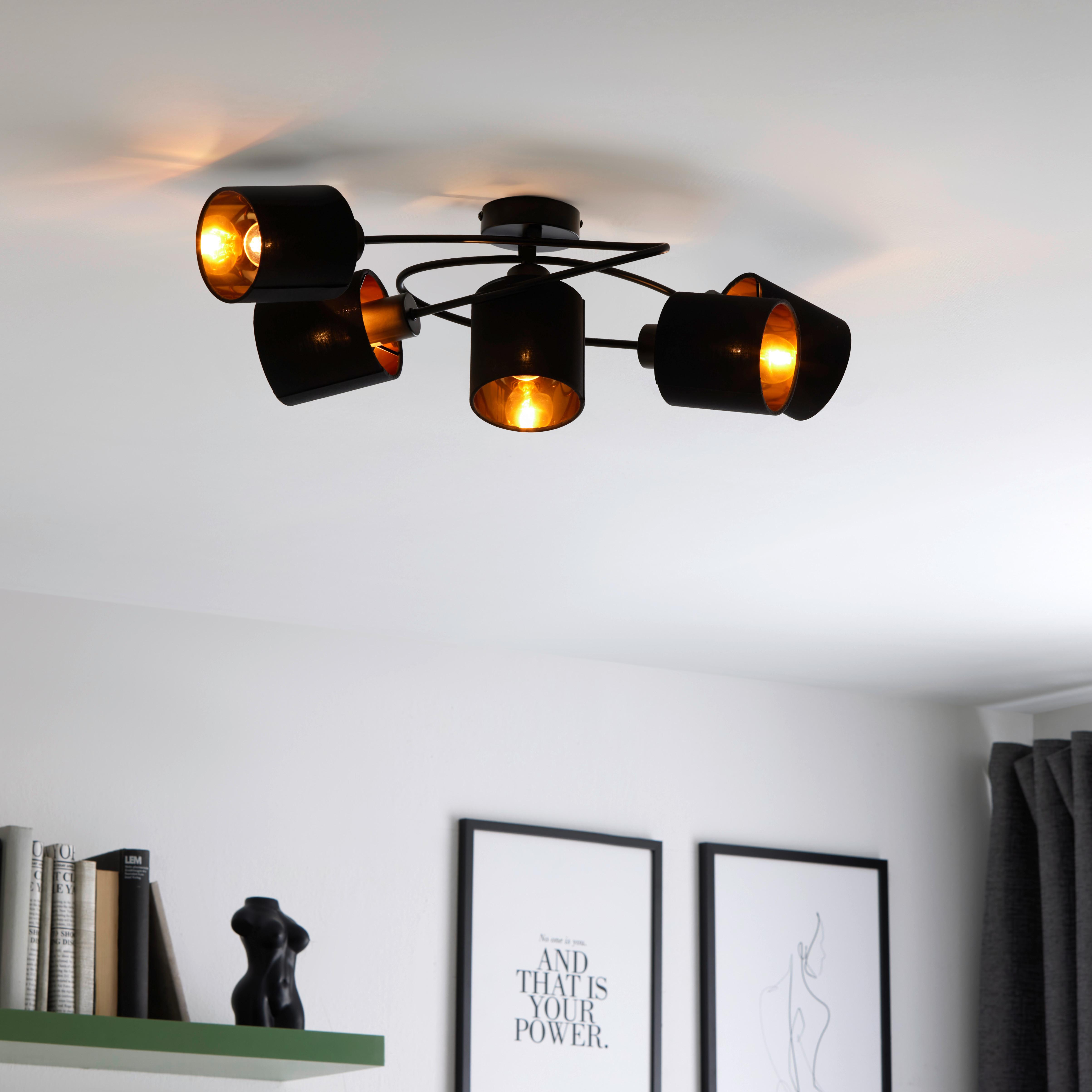 Strahler Goldi max. 15 Watt - Goldfarben/Schwarz, Modern, Textil/Metall (61/37/21cm) - Mömax