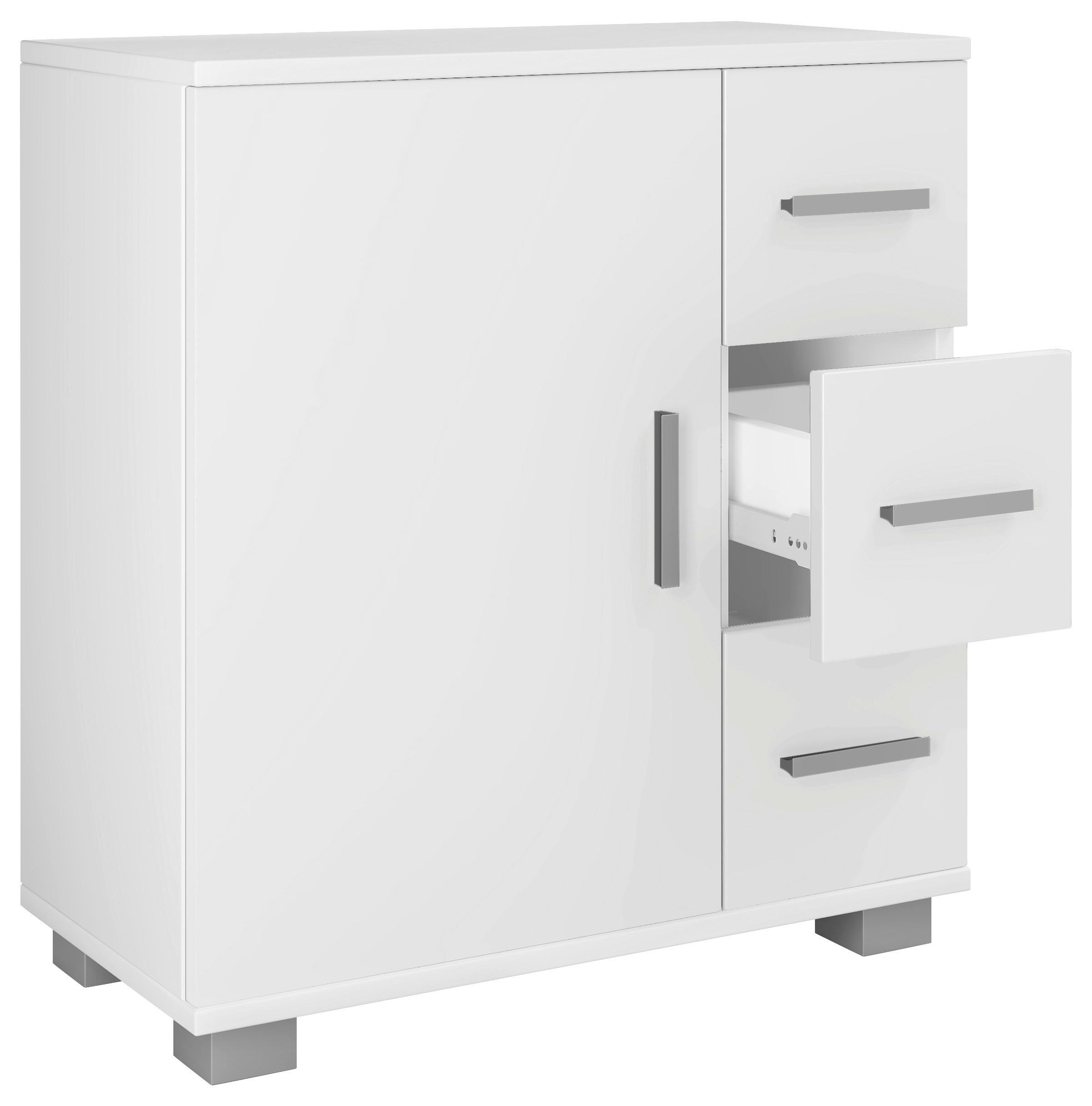 Unterschrank Zalo XL ca. 60x65x31 cm Weiß - Weiß/Grau, MODERN, Holzwerkstoff/Kunststoff (60/65/30,4cm) - MID.YOU