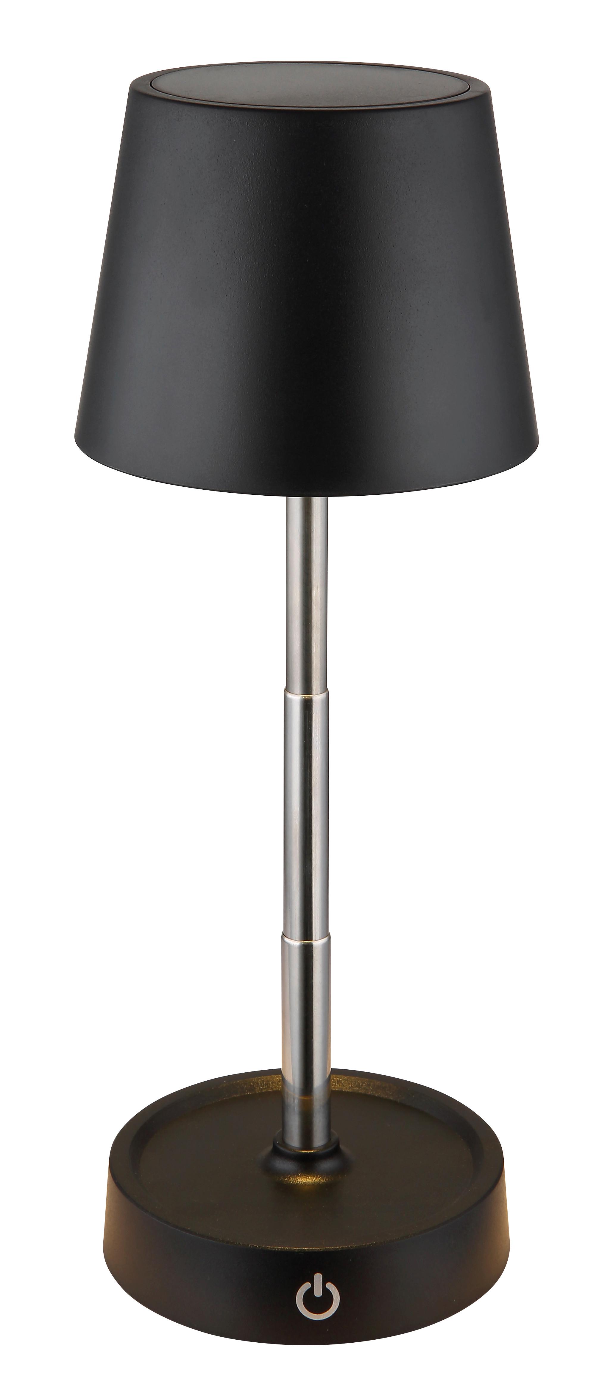 AKKU-TISCHLEUCHTE 58446B CARLOS - Chromfarben/Schwarz, Basics, Kunststoff/Metall (10,6/10,5-28cm) - Globo
