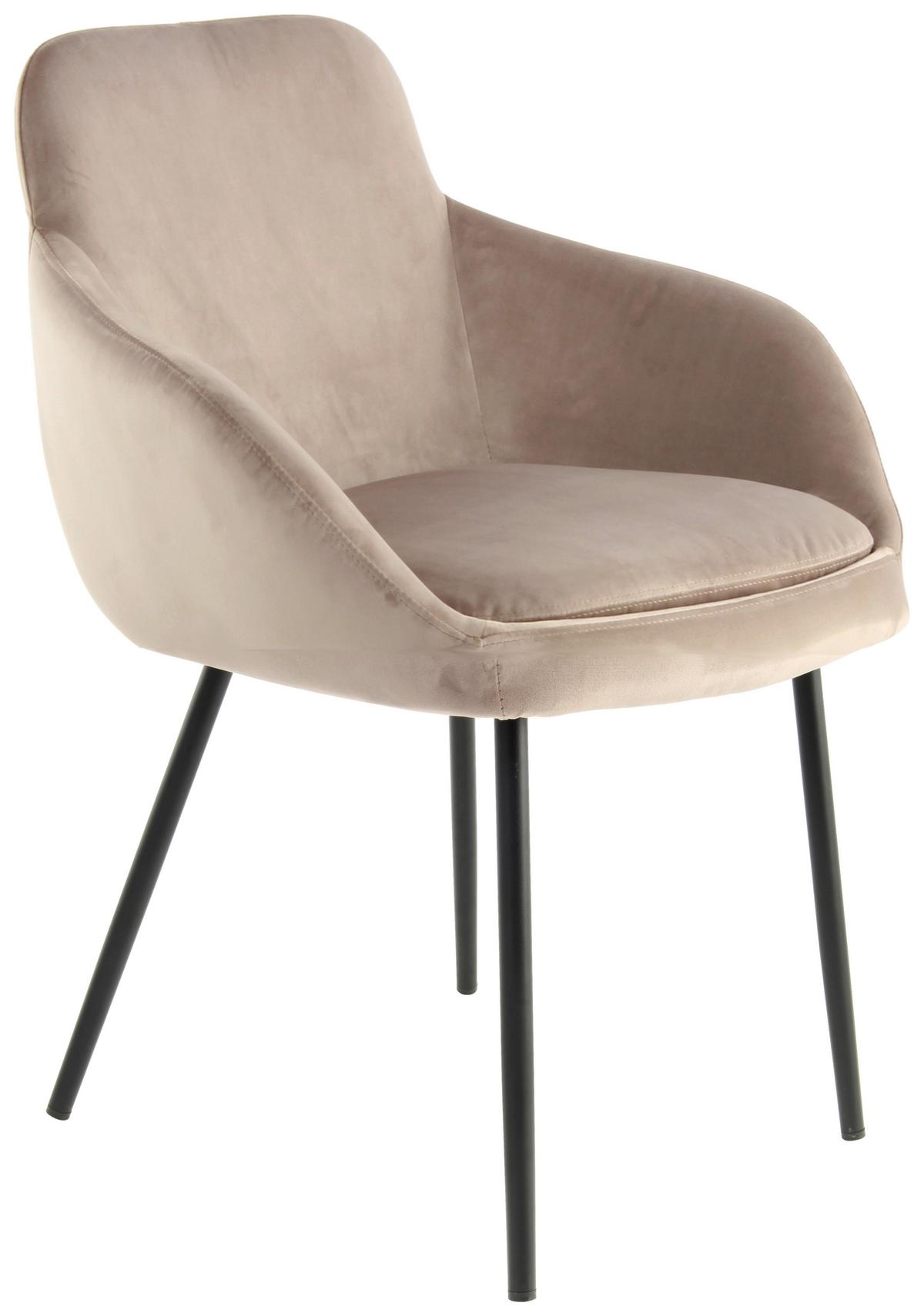 ARMLEHNSTUHL-SET COBAIN 825 - Taupe/Schwarz, Modern, Textil/Metall (60,5/80/60cm) - Kayoom