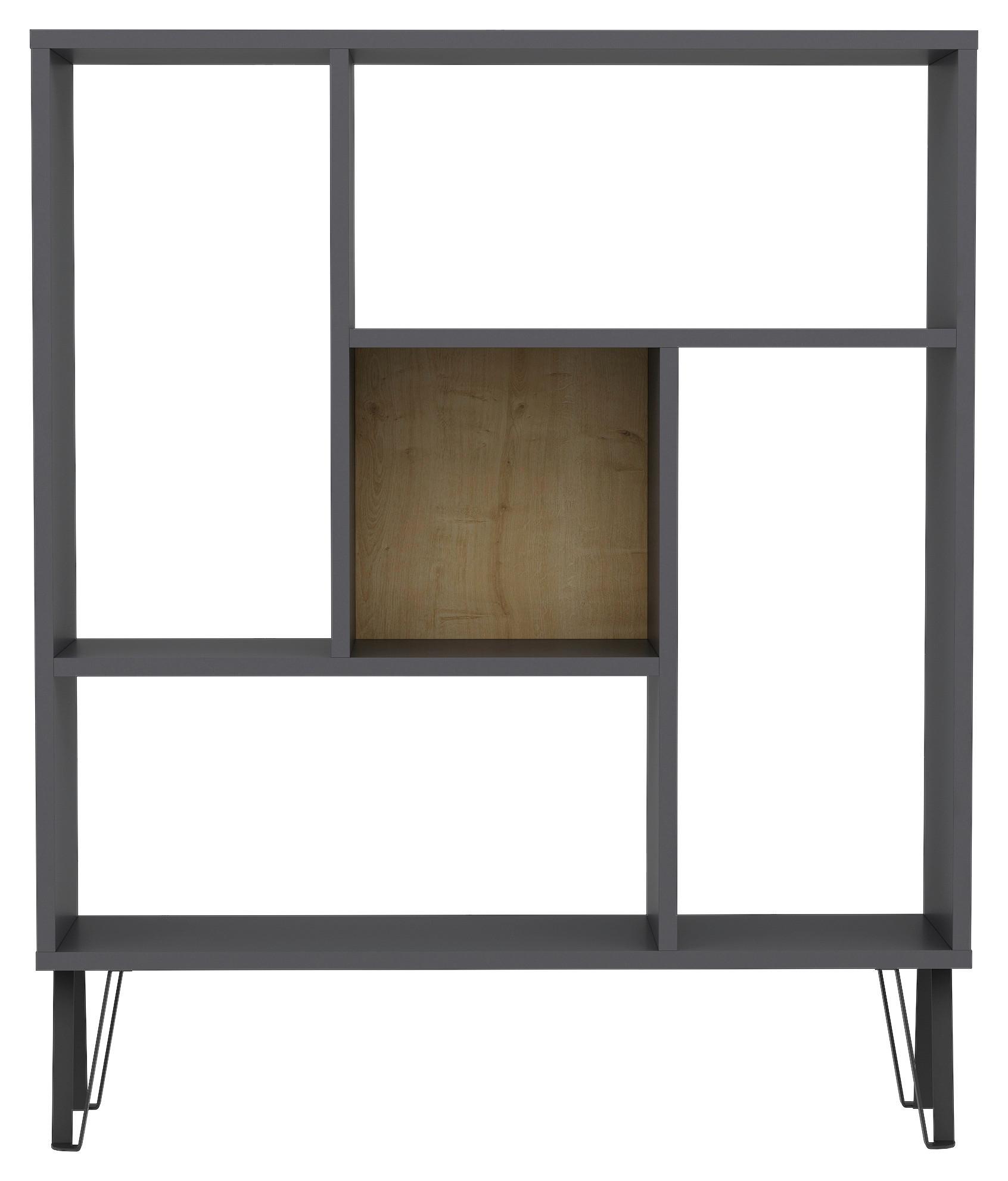 Regal Arven ca. 90x107,8 cm Anthrazit - Eichefarben/Anthrazit, Design, Holzwerkstoff (90/107,8/25cm) - Livetastic