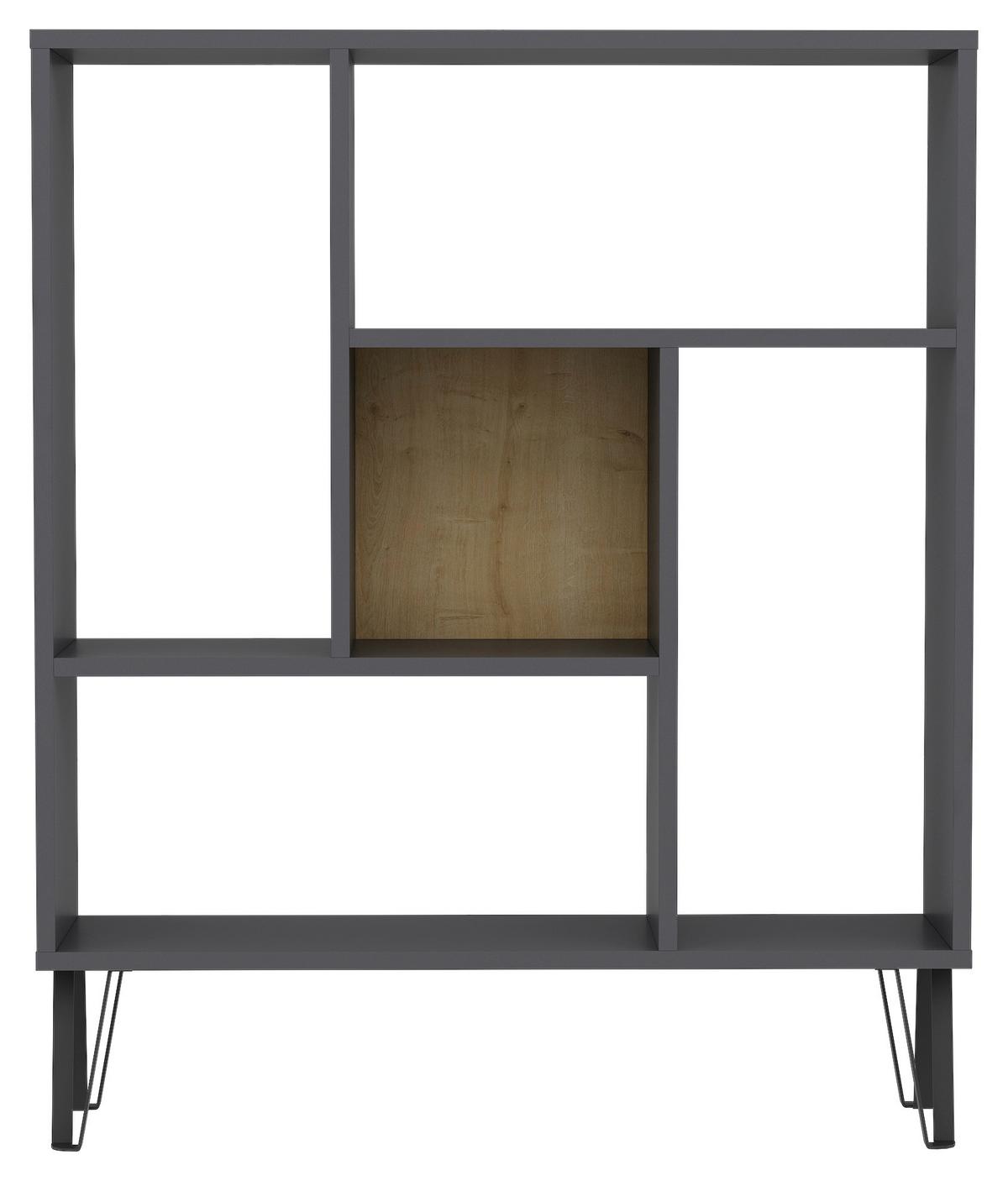Regal Arven ca. 90x107,8 cm Anthrazit - Eichefarben/Anthrazit, Design, Holzwerkstoff (90/107,8/25cm) - Livetastic