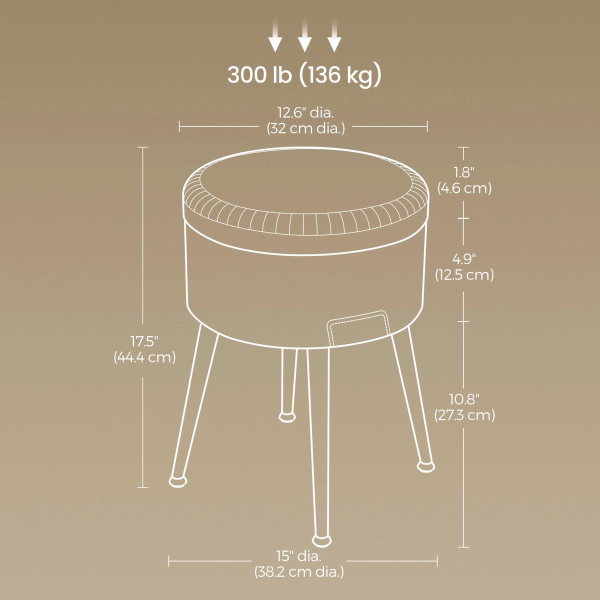 Hocker in Braun/Schwarz aus Metall, Lederlook - Creme/Schwarz, Trend, Holzwerkstoff/Textil (32/44/32cm) - MID.YOU