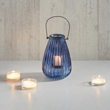 Windlicht Svenjia Ø/h ca. 14,5/21,7 cm - Blau/Schwarz, MODERN, Glas/Metall (14,5/21,7cm) - Mömax modern living