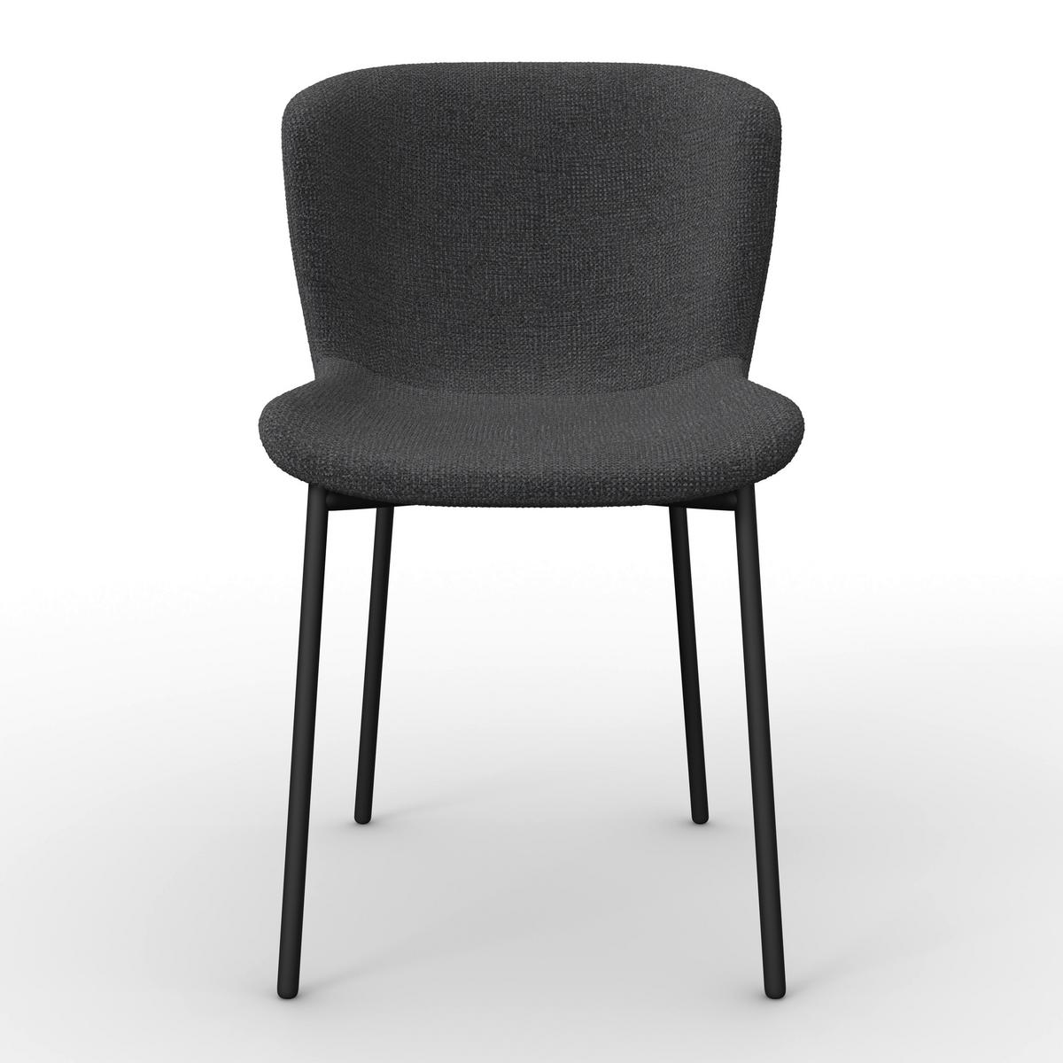 Stuhl Noemie Dunkelgrau Chenille Gepolstert - Dunkelgrau/Schwarz, MODERN, Holz/Textil (49/81/54cm) - Bessagi Home