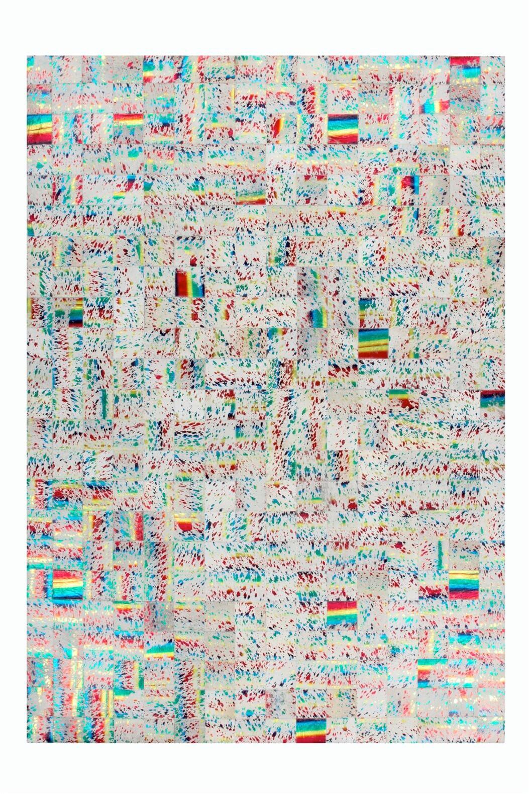 Flachwebeteppich Rocket 310 Elf/multi 200x290 - Beige/Multicolor, Design, Leder (200/290cm) - Kayoom