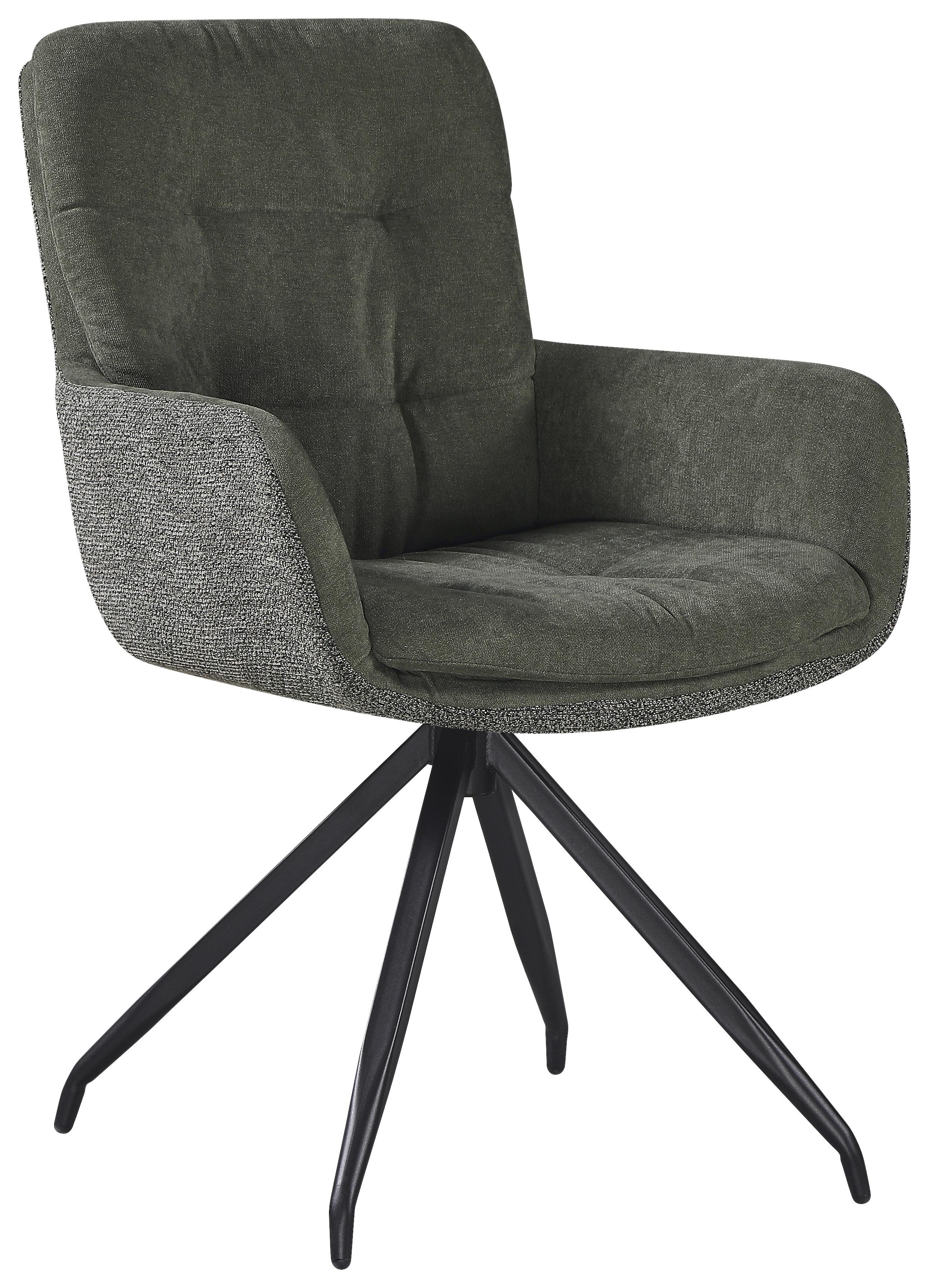 Armlehnstuhl Grün - Schwarz/Grün, Modern, Textil/Metall (61/89/67cm) - Mömax