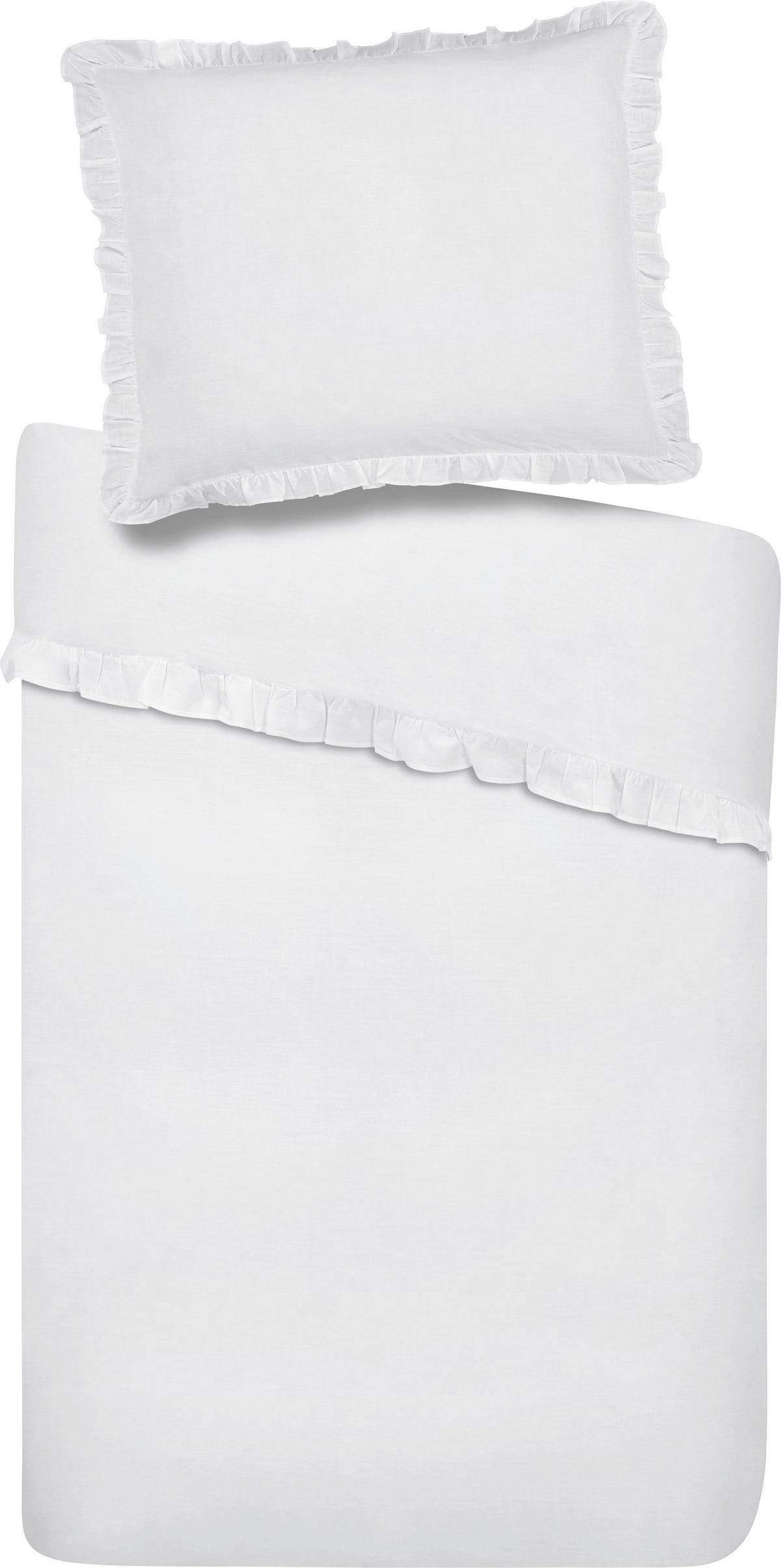 Bettwäsche Rüschen Weiß ca. 140x200cm - Weiß, ROMANTIK / LANDHAUS, Textil (140/200cm) - Zandiara