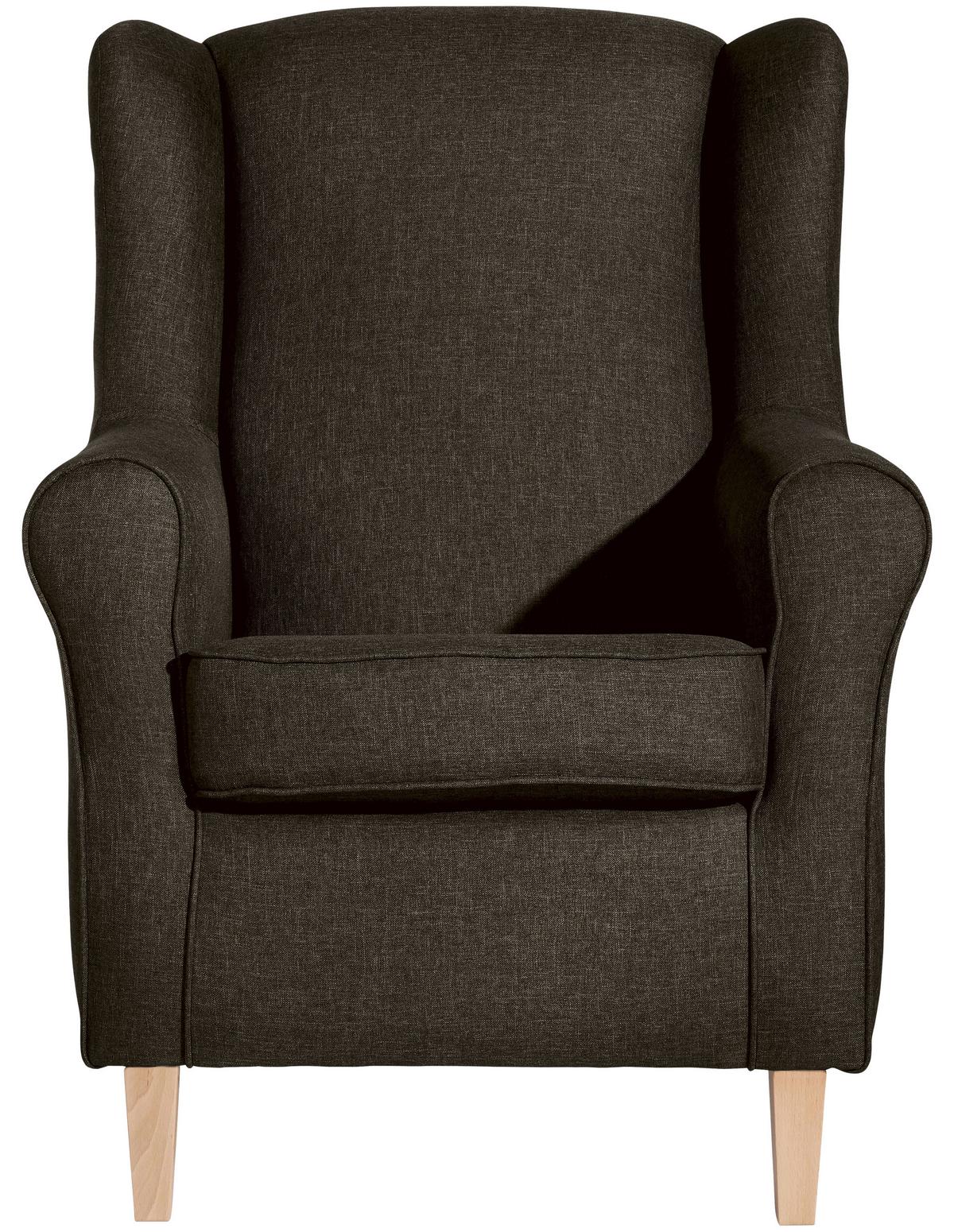 Ohrensessel Lorris Braun Flachgewebe - Buchefarben/Braun, Design, Holz/Textil (77/103/86cm) - Max Winzer