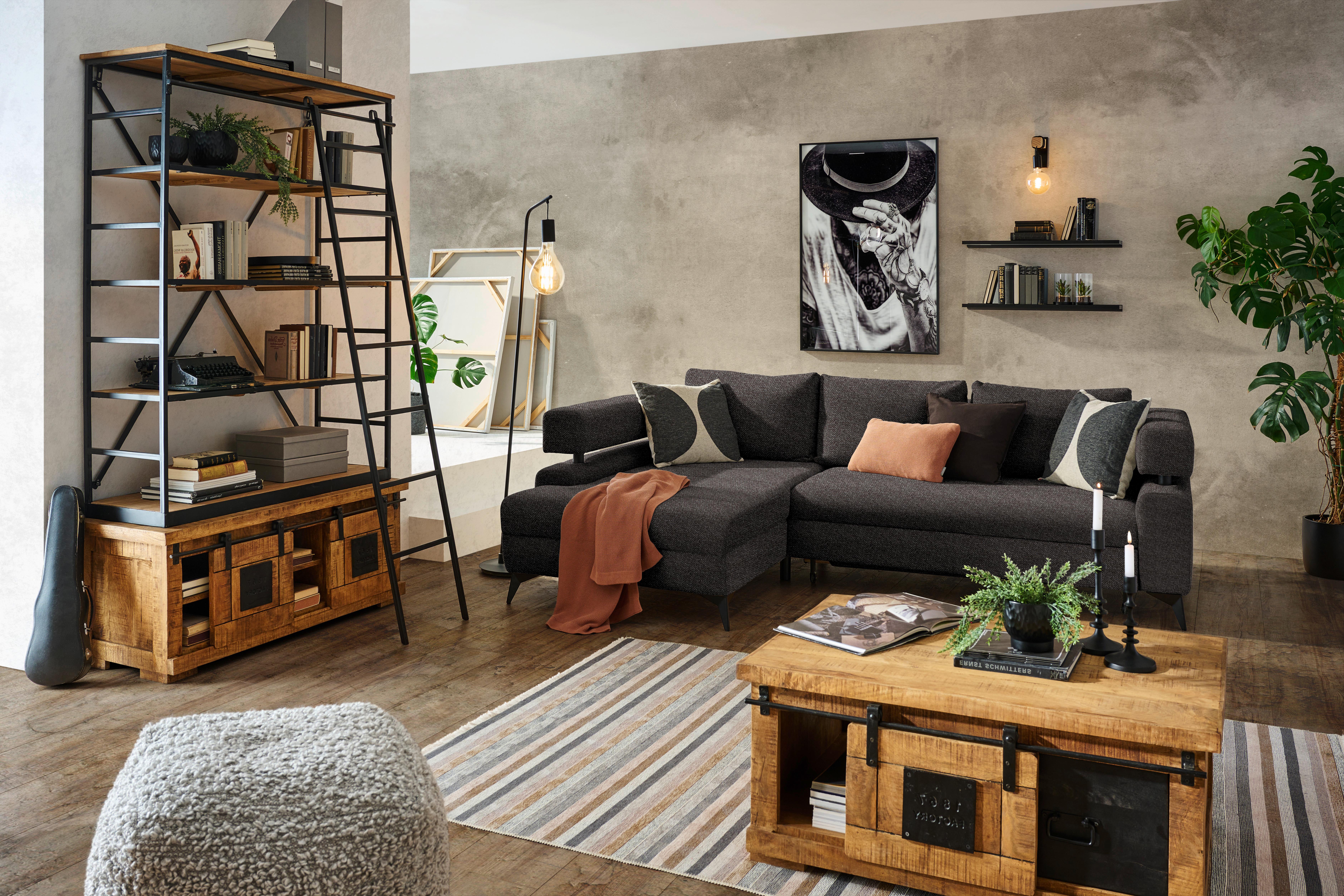 Kutna Granitura Rosalie - tamno smeđa/crna, Konvencionalno, tekstil/metal (184/265cm) - Modern Living