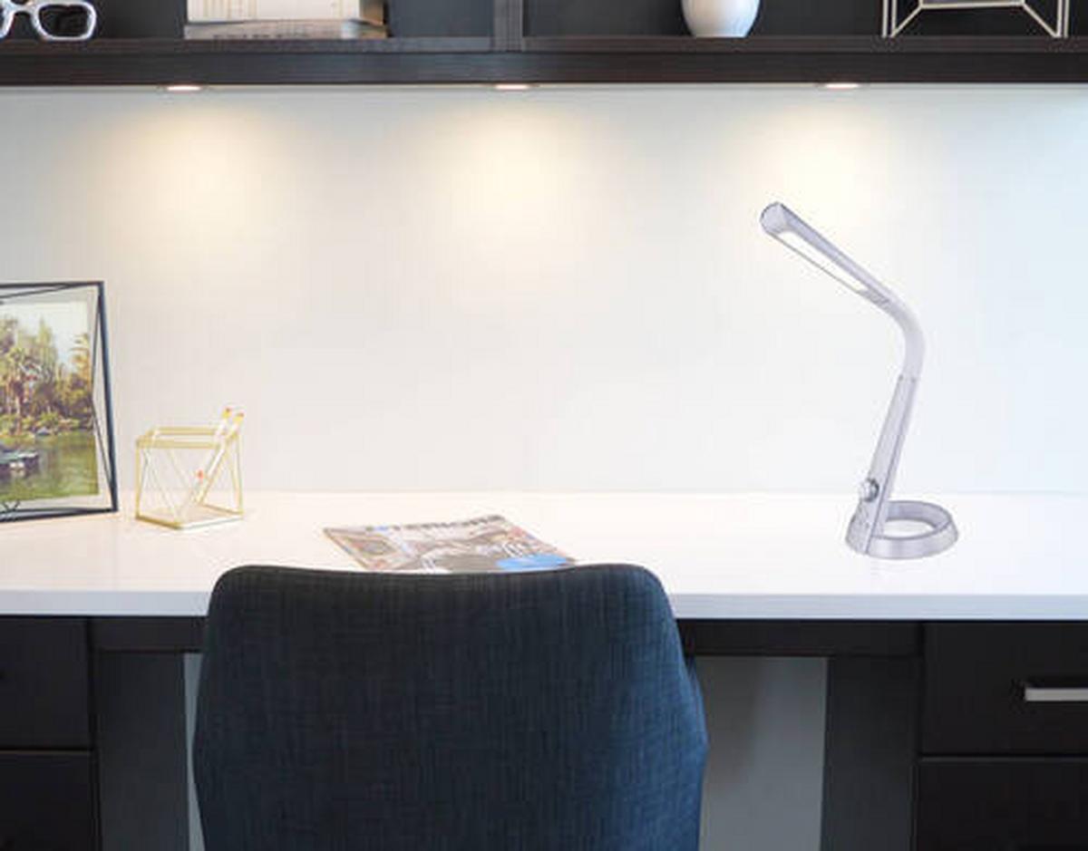 Namizna Led-svetilka Mitti, S Sijalko - srebrne barve/siva, Design, umetna masa (34,3/18,3/64cm) - Globo