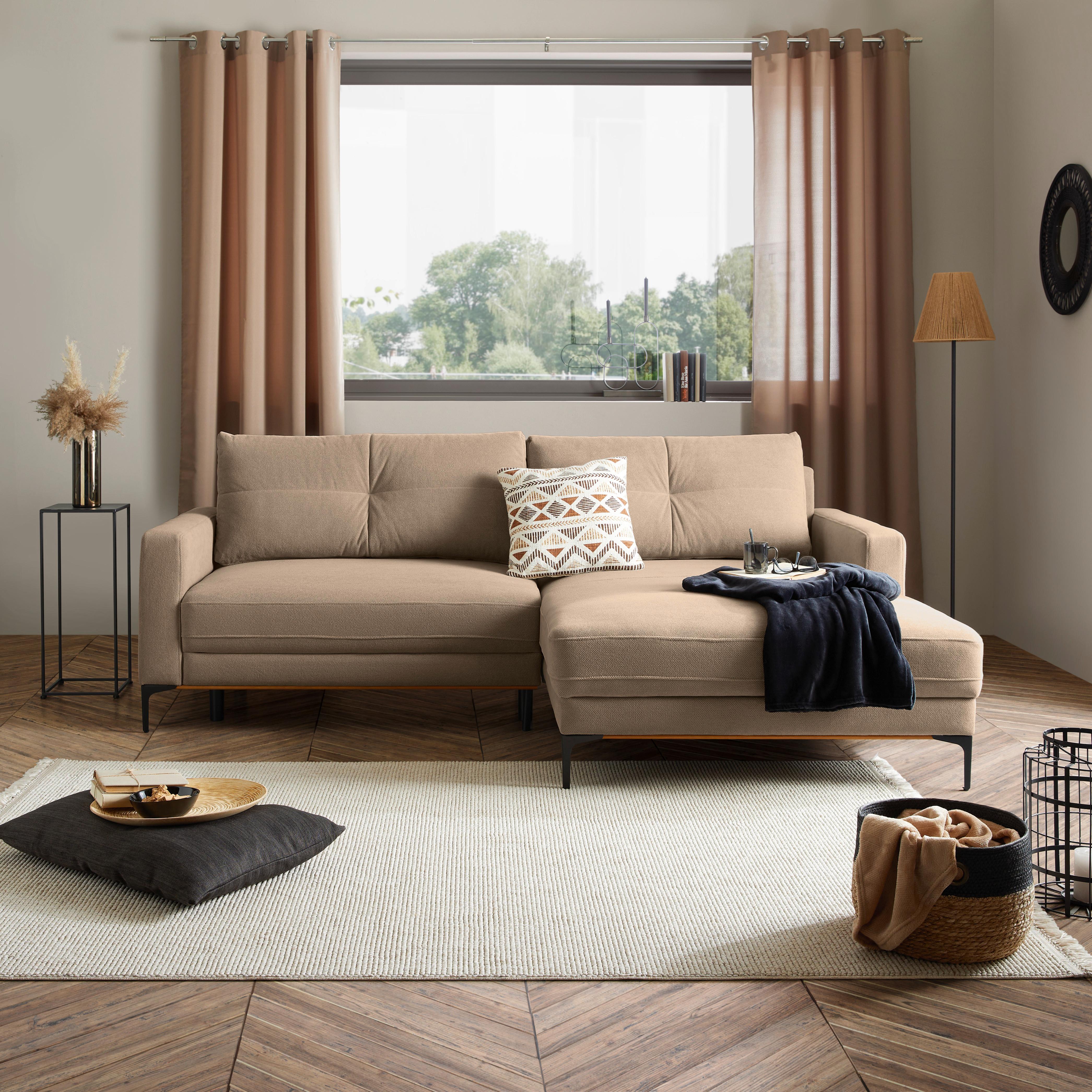 Kutna Garnitura Bergamo - svijetlo smeđa/crna, Moderno, tekstil/metal (238/162cm) - Mömax