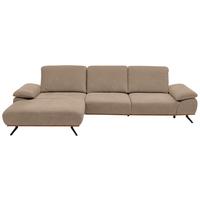 Wohnlandschaft Erling Taupe - Taupe/Beige, MODERN, Leder/Metall (187/89/322cm) - Premium Living