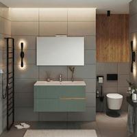 Bază pentru lavoar Eva - verde salvie/stejar sălbatic, Modern, material pe bază de lemn (100/51/46cm)