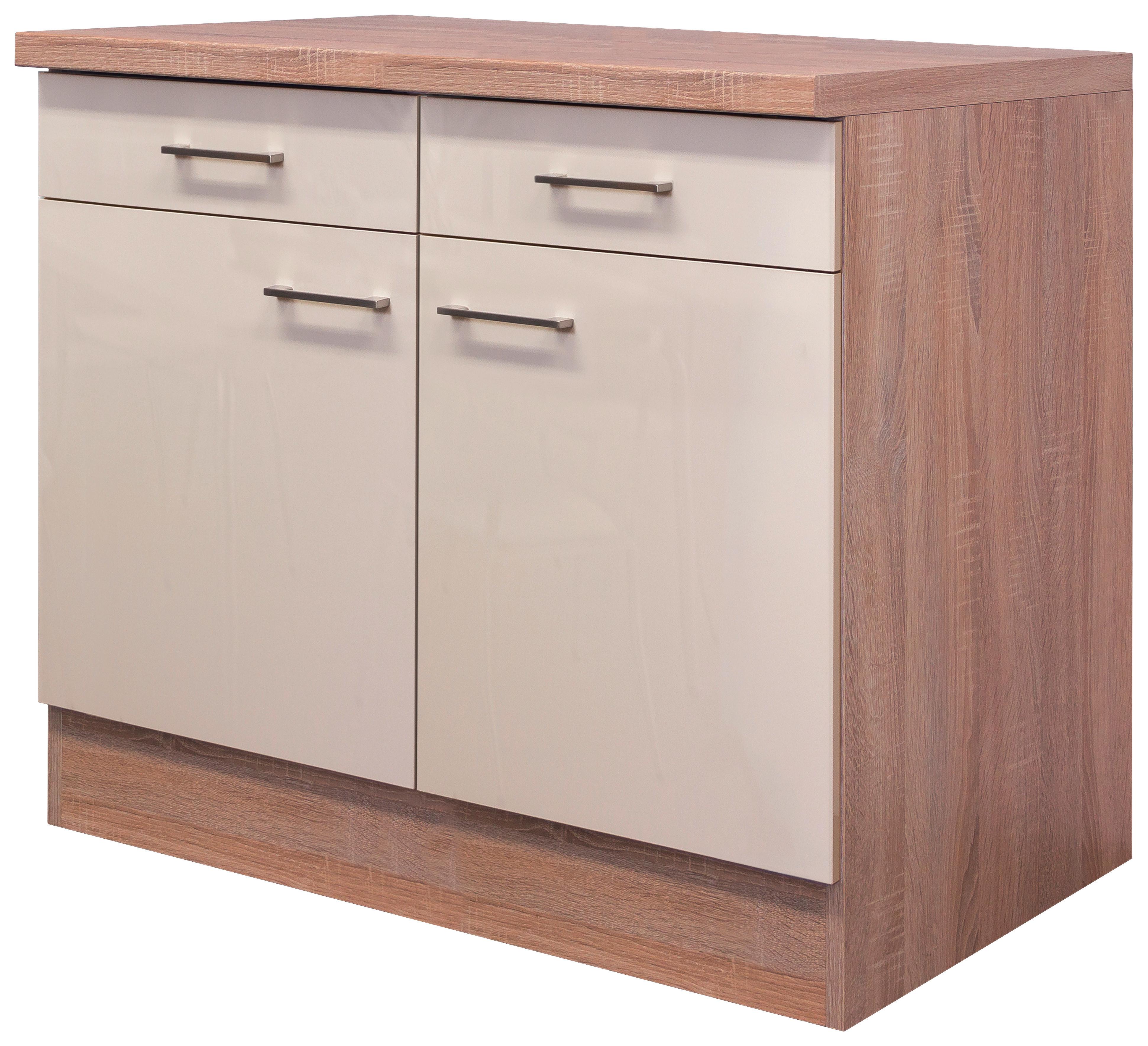 Küchenunterschrank in Kaschmir Sonoma Eiche 'Nepal' - Kaschmir/Edelstahlfarben, MODERN, Holzwerkstoff/Metall (100/86/60cm) - FlexWell