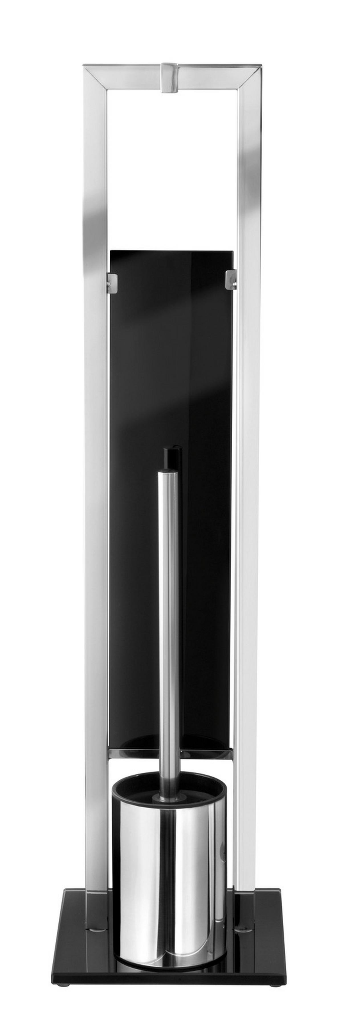ZESTAW DO WC RIVALTA - kolor stalowy/czarny, Basics, tworzywo sztuczne/metal (18/70/23cm) - Wenko