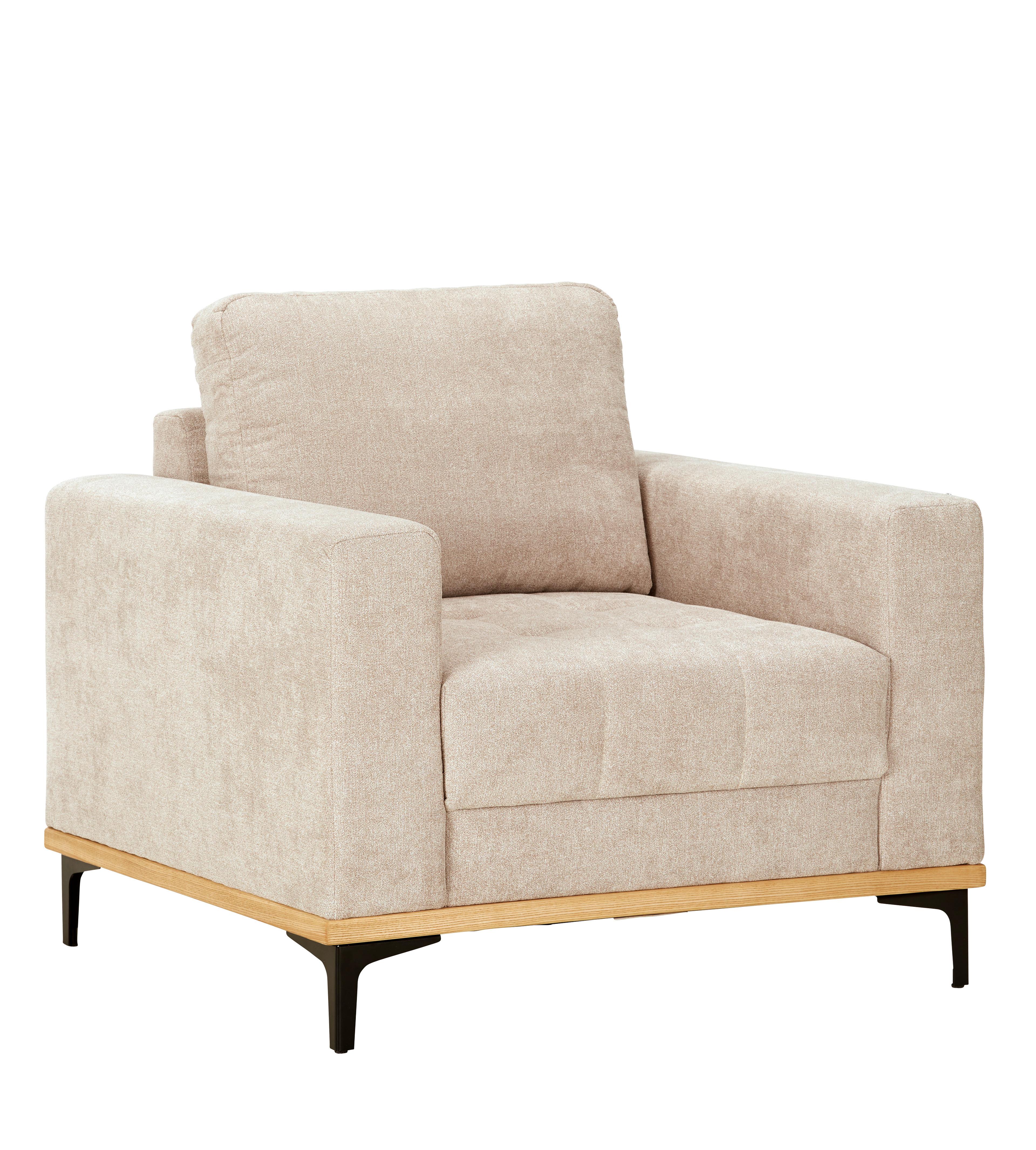 Sessel in Beige Metallfuss Schwarz - Beige/Schwarz, Konventionell, Textil/Metall (96/87/92cm) - Zandiara