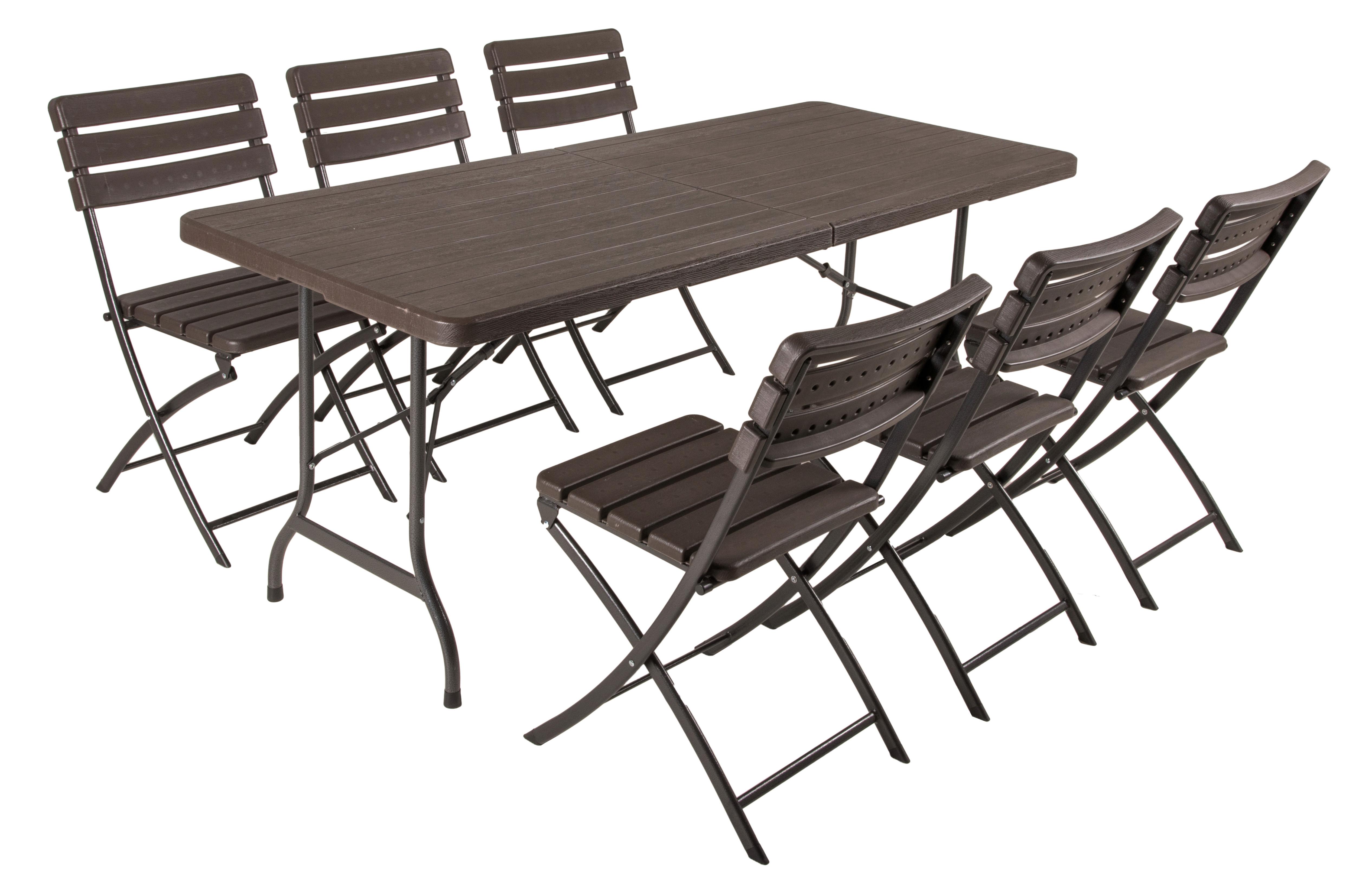Gartenset Tabora 7-tlg. Braun/Schwarz - Schwarz/Braun, Basics, Kunststoff/Metall (83/83/54cm) - Gardenson