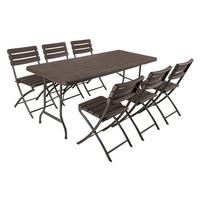 Gartenset Tabora 7-tlg. Braun/Schwarz - Schwarz/Braun, Basics, Kunststoff/Metall (83/83/54cm) - Gardenson