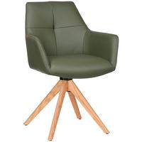 KRZESŁO Z PODŁOKIETNIKAMI MEDUSA -EXKLUSIV- - kolor dębowy/zielony, Konventionell, skóra/drewno (59,5/87/63cm) - Novel