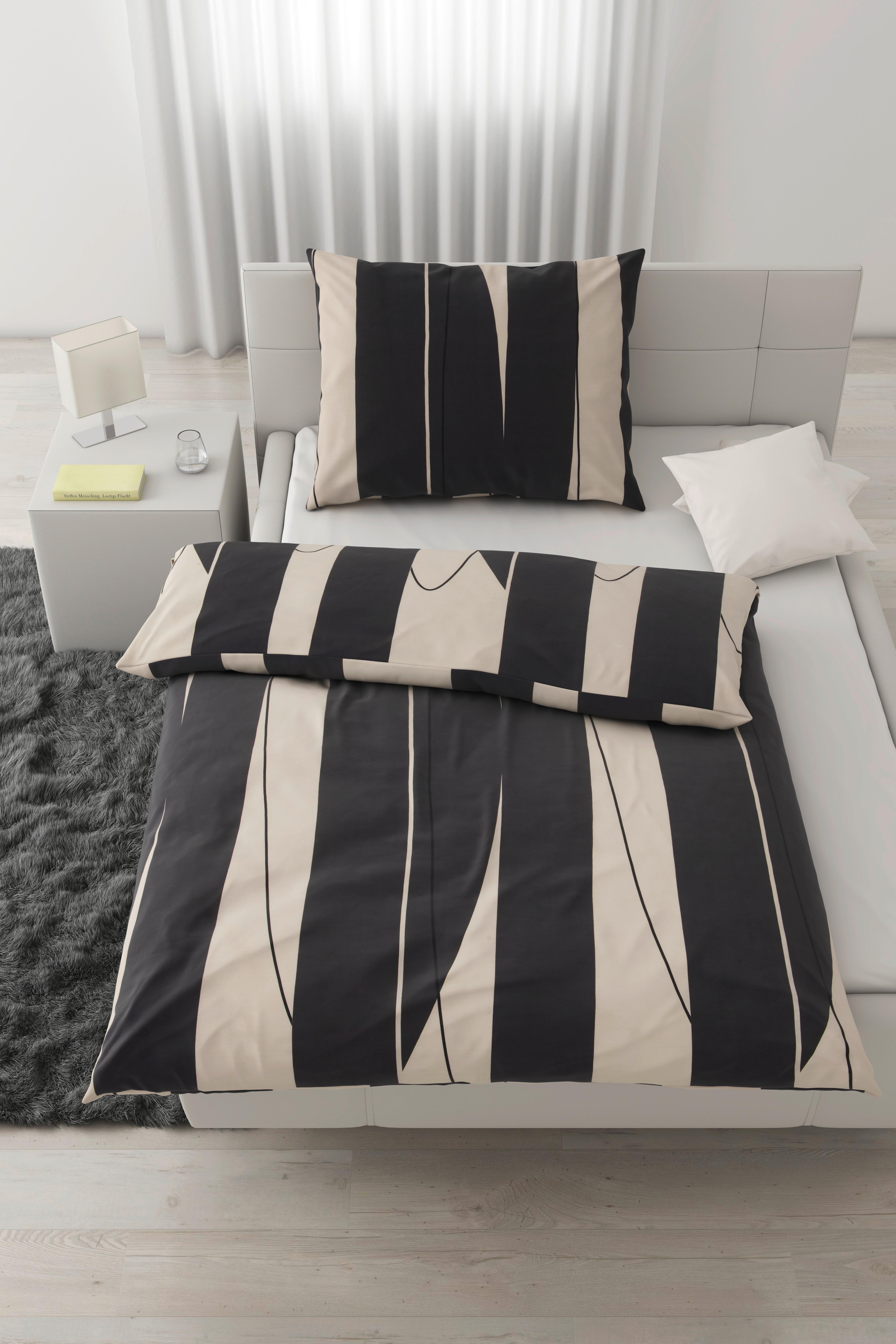 Bettwäsche Abstract XL Schwarz/Weiß ca. 140x220cm - Schwarz/Weiß, MODERN, Textil (140/220cm) - Modern Living