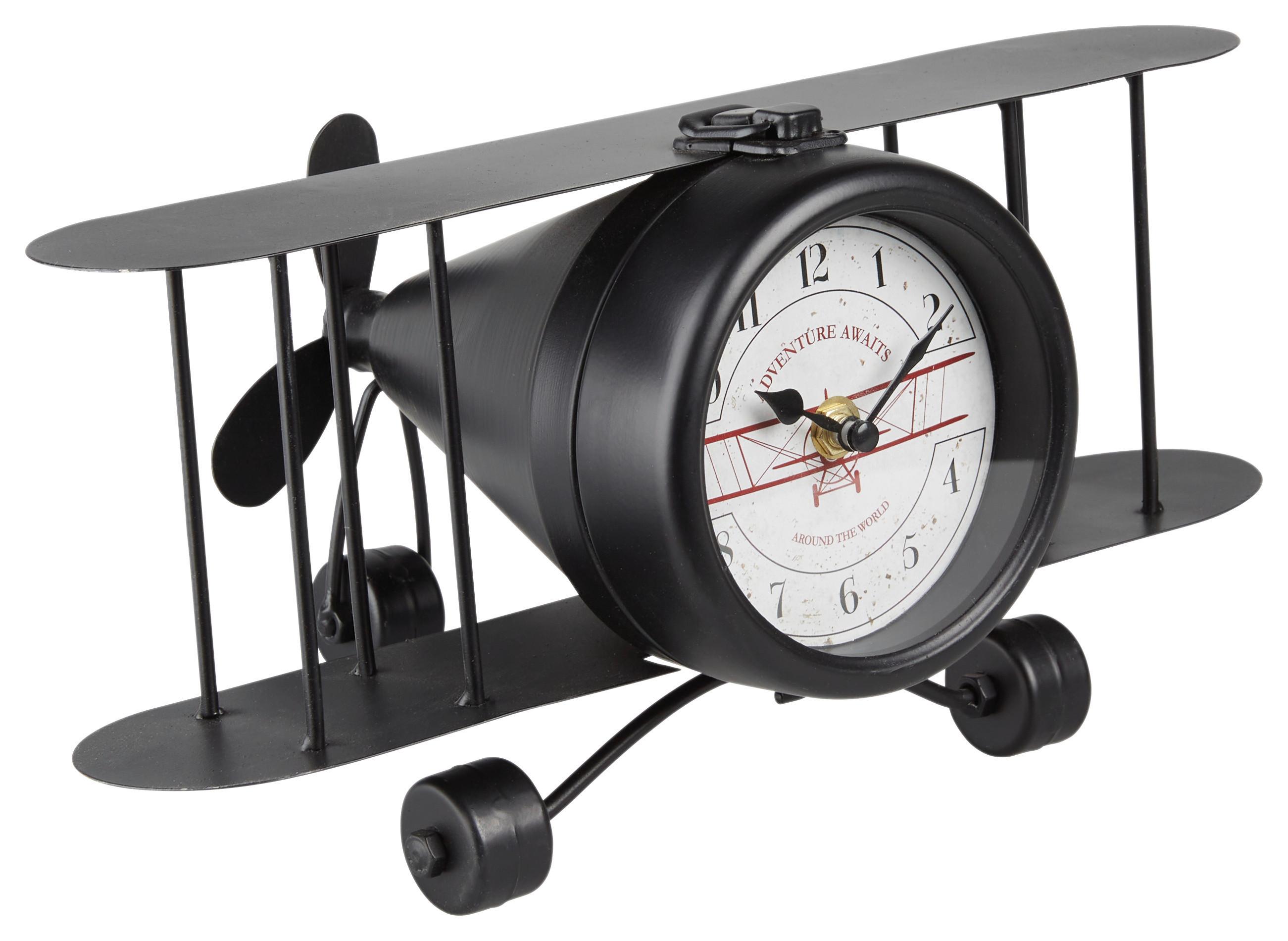 Tischuhr Plane in Schwarz - Schwarz, Metall (33/21/15,5cm) - Modern Living