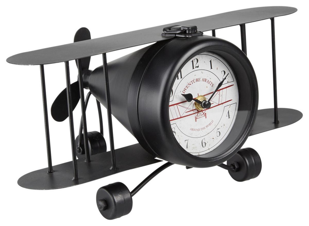 Tischuhr Plane in Schwarz - Schwarz, Metall (33/21/15,5cm) - Modern Living