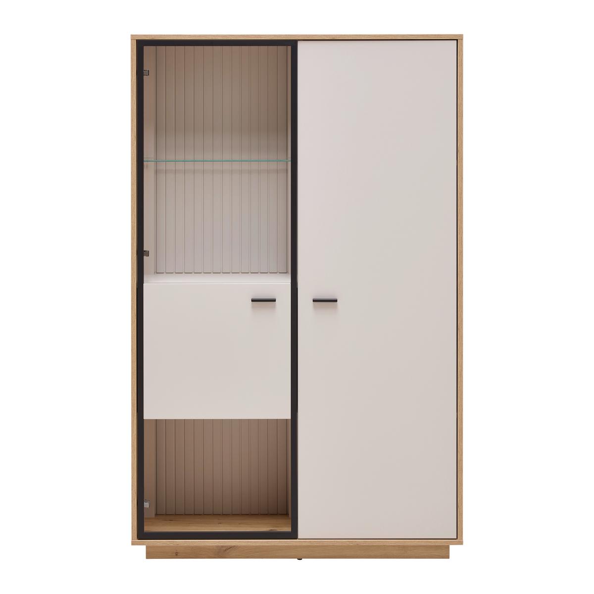 Highboard Cremona Kaschmir/Eiche Artisan - Kaschmir/Schwarz, MODERN, Glas/Holzwerkstoff (100,3/161,7/38cm) - Premium Living