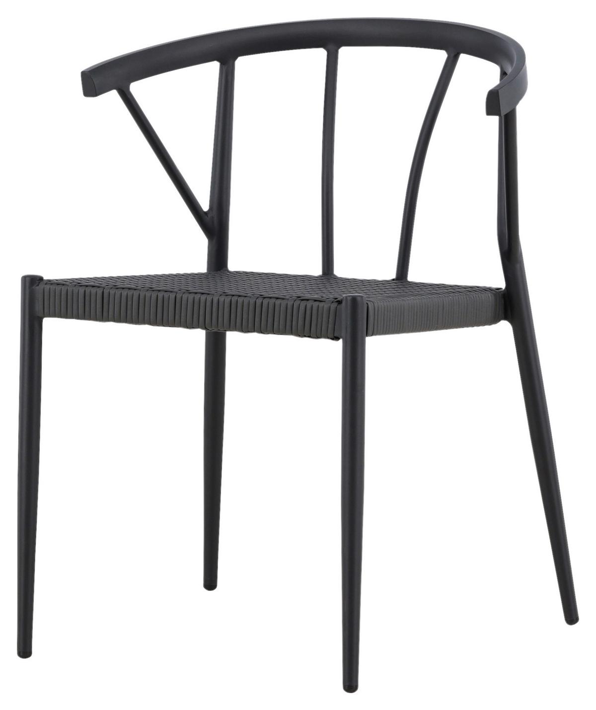 Gartenstuhl 6er-Set Stina ca. 47x79,5x49 cm Schwarz - Schwarz, KONVENTIONELL, Kunststoff/Metall (47/79,5/49cm) - Gardenson