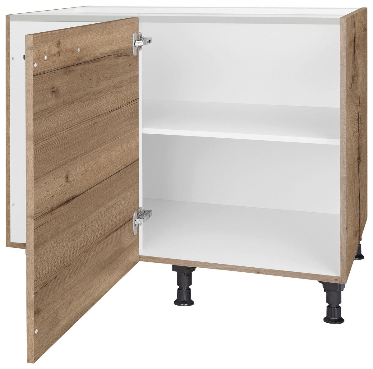 Eckunterschrank Structura Eiche dunkel - Eiche dunkel/Schwarz, MODERN, Holzwerkstoff/Metall (125/87/65cm) - Nobilia