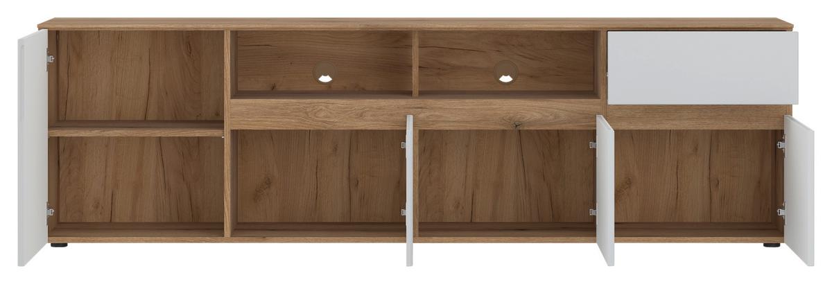 Comodă TV MANILLA - gri deschis/culoare lemn stejar, Trend, material pe bază de lemn (200/59,5/40cm) - Modern Living