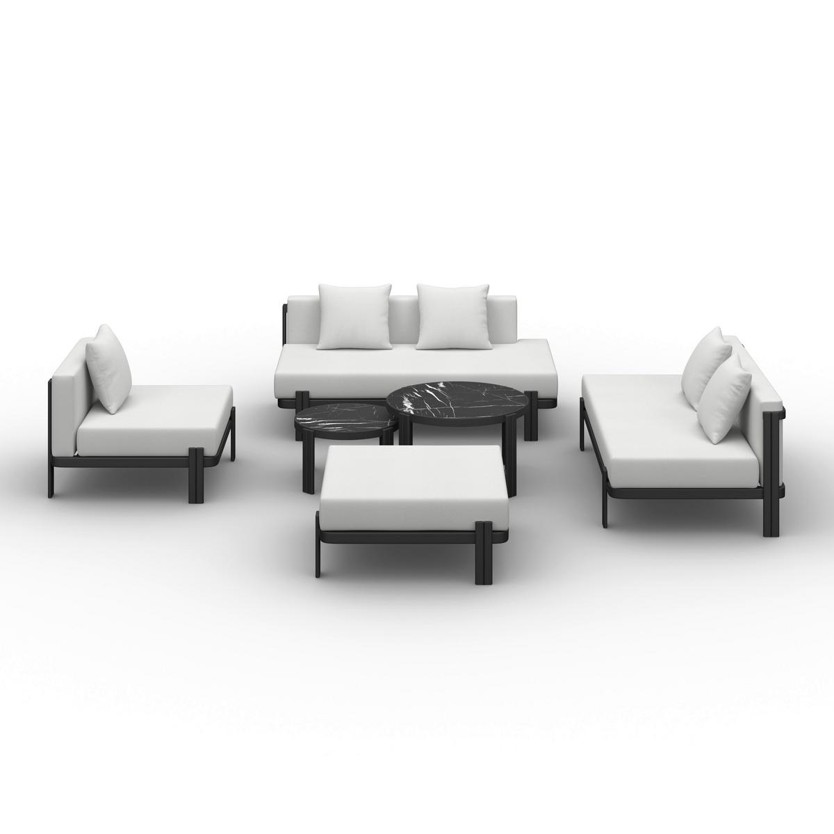 Loungegarnitur Cherry Hellgrau Outdoorstoff/Metall - Hellgrau/Schwarz, MODERN, Kunststoff/Textil (265/73,5/265cm) - Bessagi Garden