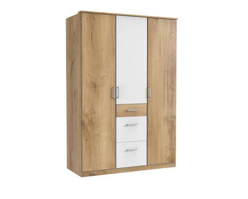 Nyílóajtós Szekrény Click - alumínium színű/tölgyfa, Modern, műanyag/faalapú anyag (135/199/58cm)