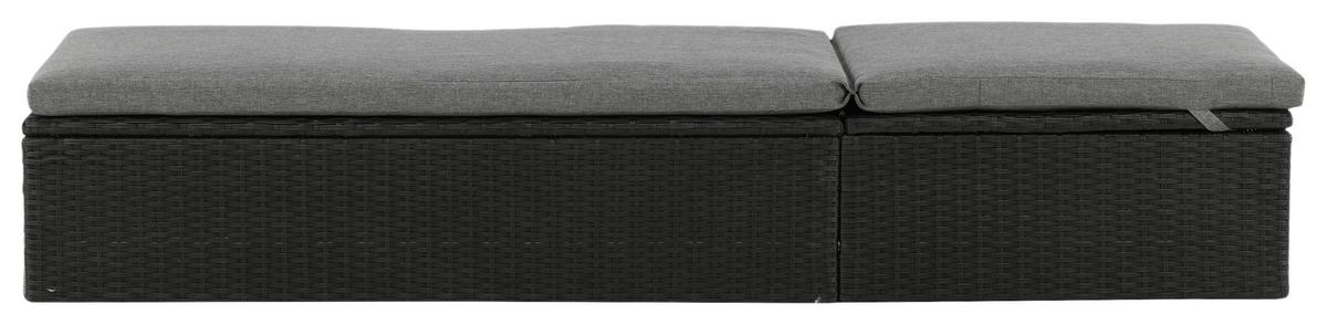 Sonnenliege Quad ca. 61x38x198 cm Schwarz - Schwarz/Grau, KONVENTIONELL, Kunststoff/Textil (60.5/37.5/198cm) - Gardenson