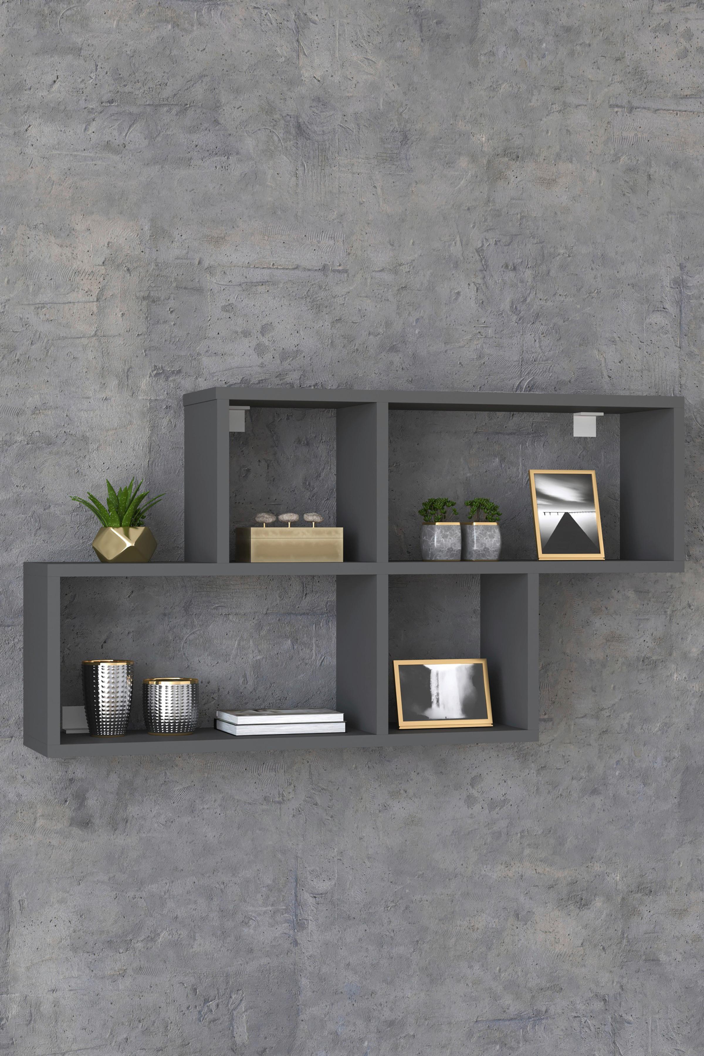 Stenski Regal Lusas, Antracit - antracit, Moderno, leseni material (100/53/20cm) - MID.YOU