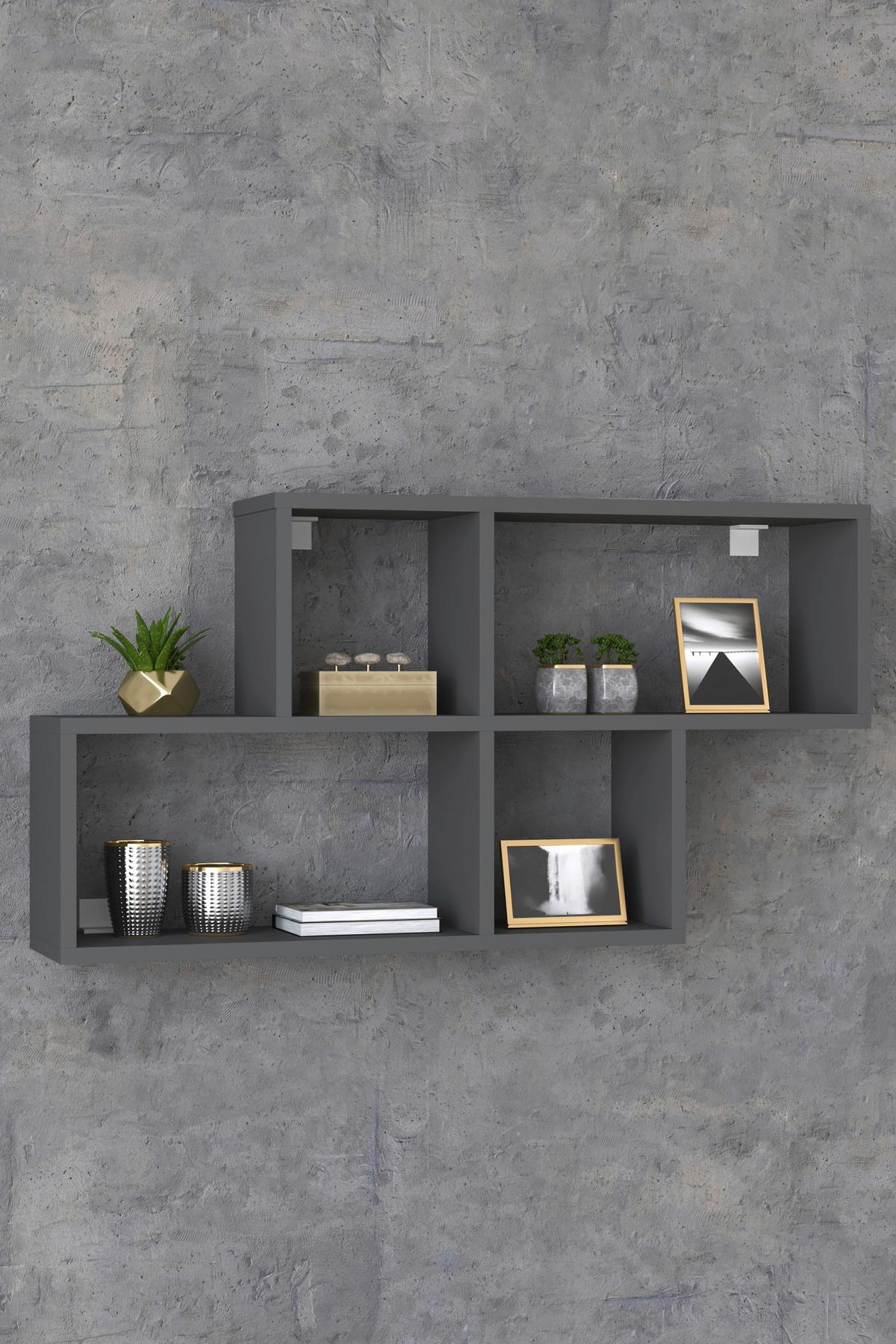 Stenski Regal Lusas, Antracit - antracit, Moderno, leseni material (100/53/20cm) - MID.YOU