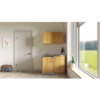 Miniküche Nano mit Geräten ca. 100 cm Buchefarben - Edelstahlfarben/Buchefarben, MODERN, Holzwerkstoff/Kunststoff (100cm) - FlexWell