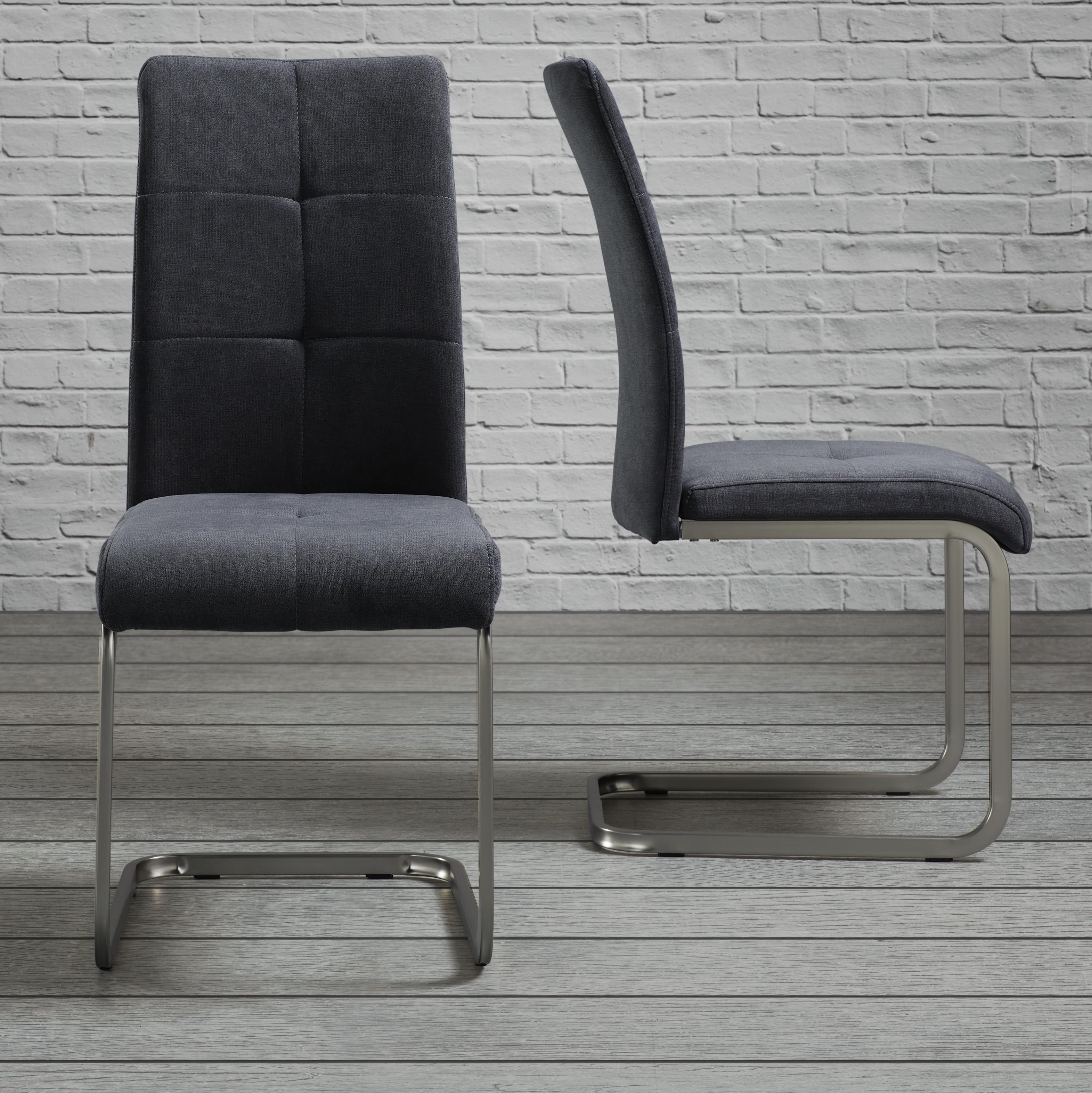 Schwingstuhl in Grau 'Lucie' - Chromfarben/Grau, MODERN, Holz/Textil (42,5/98/45cm) - Bessagi Home