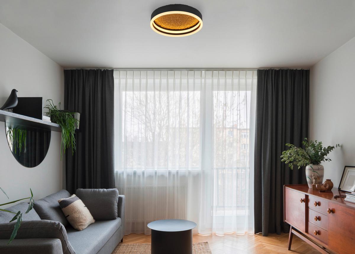 LED-Deckenleuchte Hedi in Schwarz max. 24 Watt - Goldfarben/Opal, Design, Kunststoff/Metall (30/7,5cm) - Globo