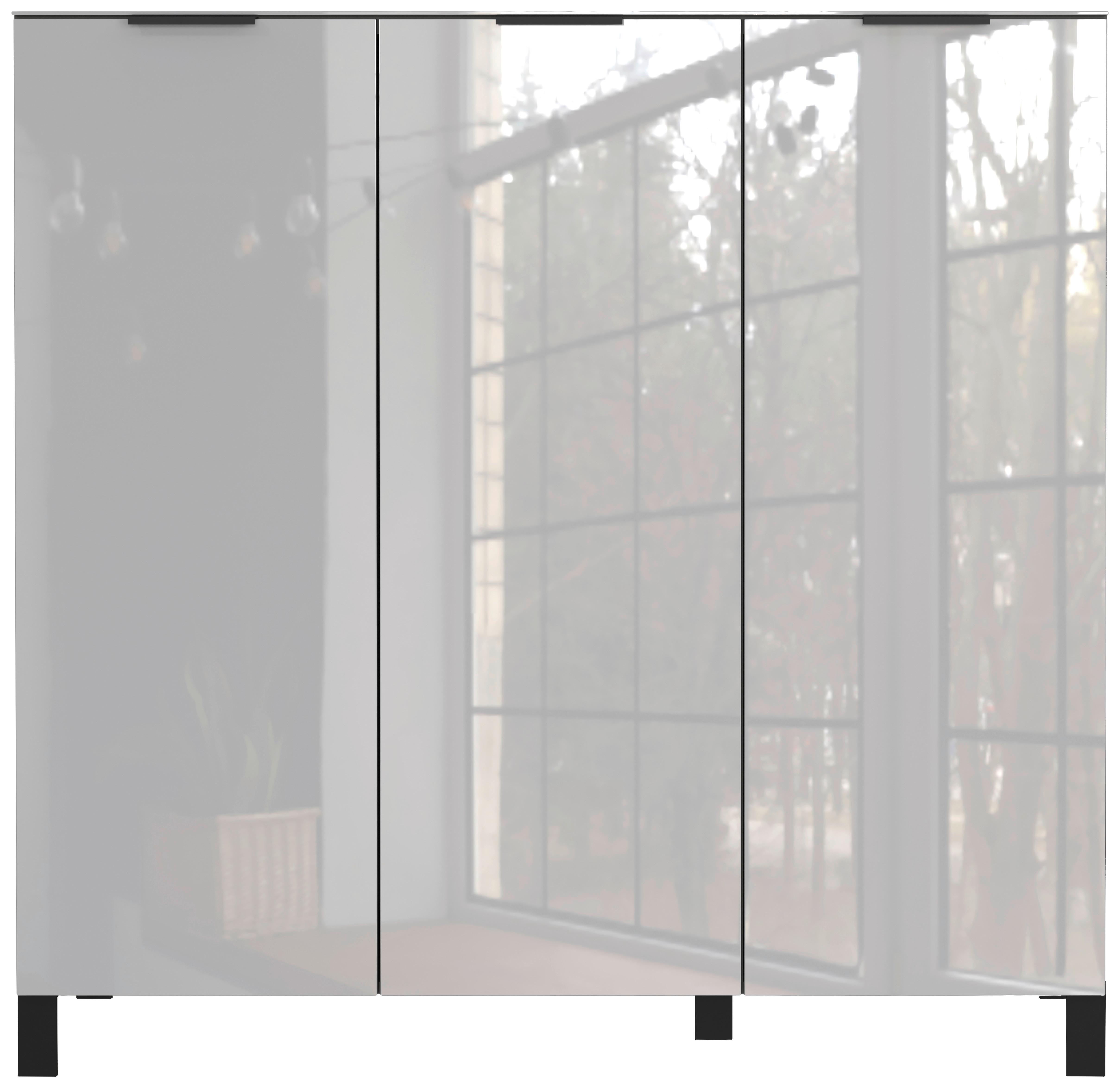 Schuhschrank Ceduna in Graphitfarben/Grau - Graphitfarben/Schwarz, MODERN, Glas/Holzwerkstoff (131/128/40cm) - Premium Living