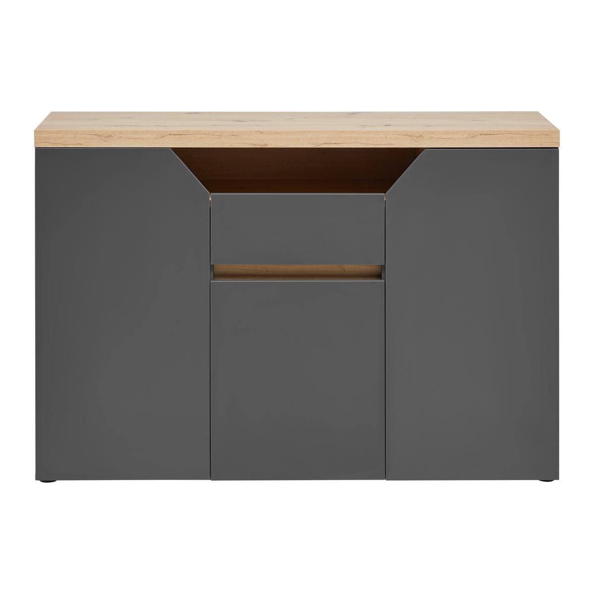 Sideboard Pepe Graphitfarben/Eiche Artisan - Graphitfarben/Schwarz, Modern, Holzwerkstoff/Kunststoff (135/90/40cm) - Mömax