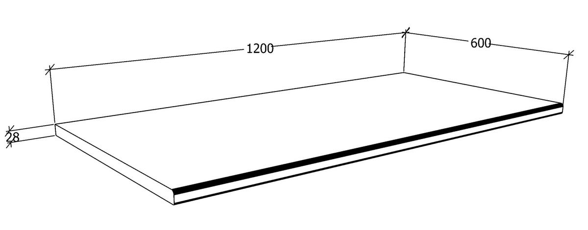 Delovna Plošča Esilo, Bela - bela, Konvencionalno, leseni material (120/2,8/60cm) - MID.YOU
