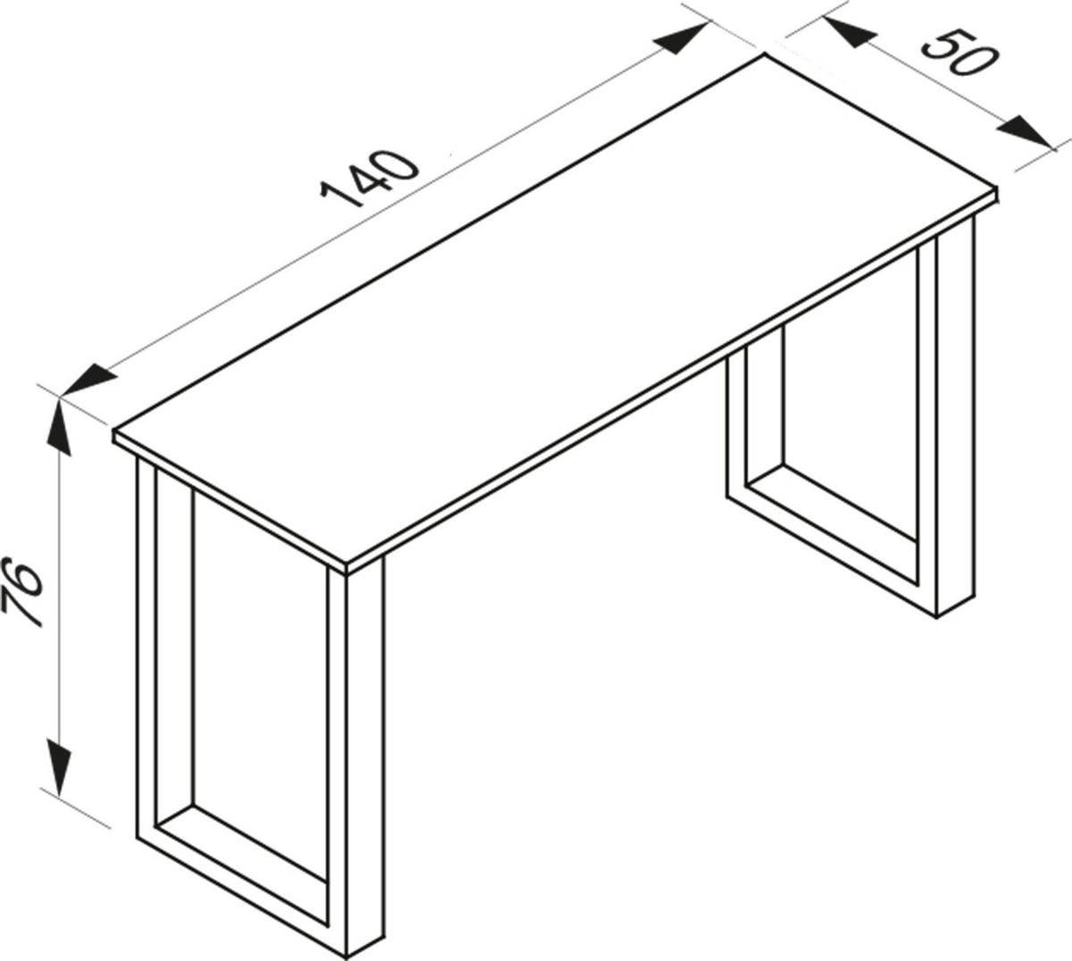 SCHREIBTISCH LONA - Honigeiche/Silberfarben, Design, Holzwerkstoff/Metall (140/76/50cm) - MID.YOU
