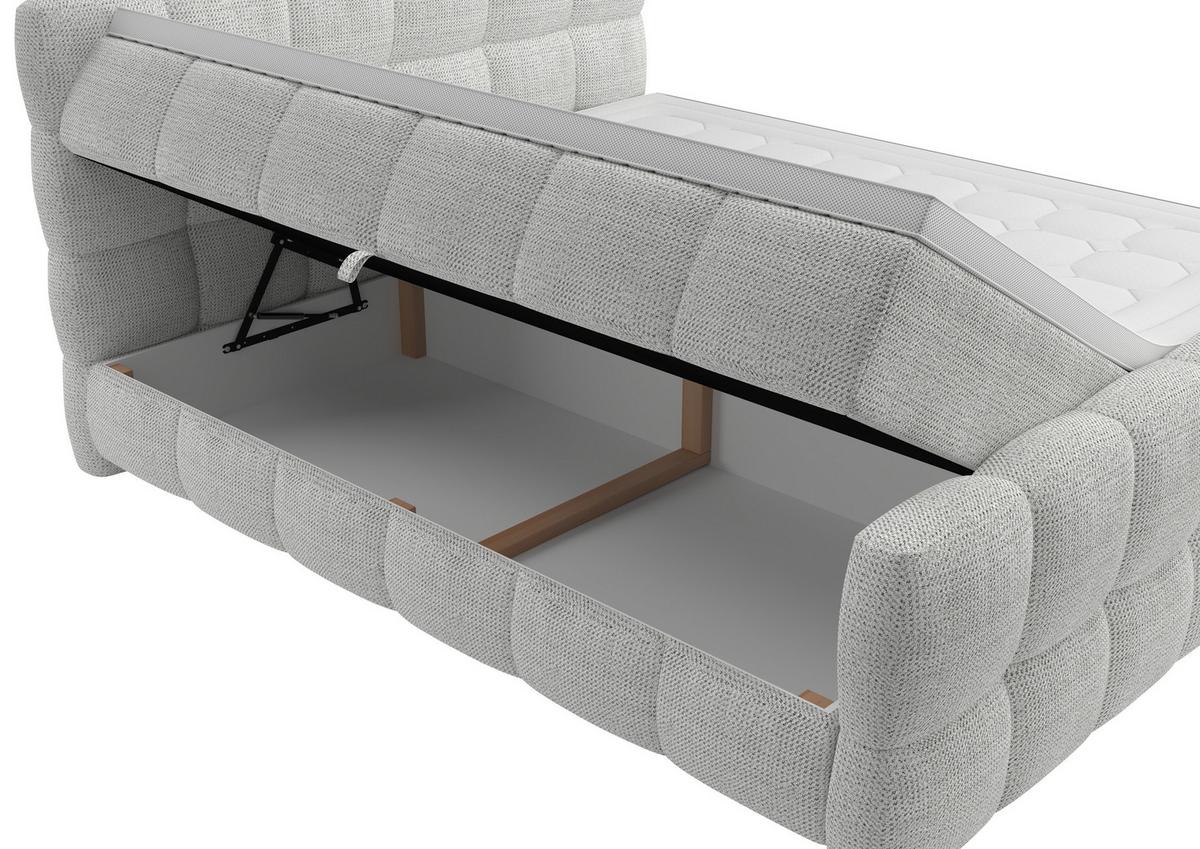 Boxspring Krevet Brisbane - sivo-bijela/crna, Trend, drvni materijal/drvo (140/200cm) - Premium Living